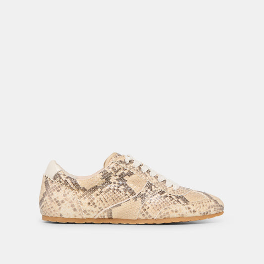 Dorie Natural Snake Embossed Leather Sneakers