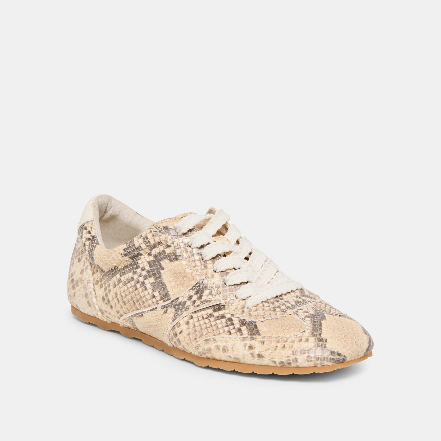 Dorie Natural Snake Embossed Leather Sneakers