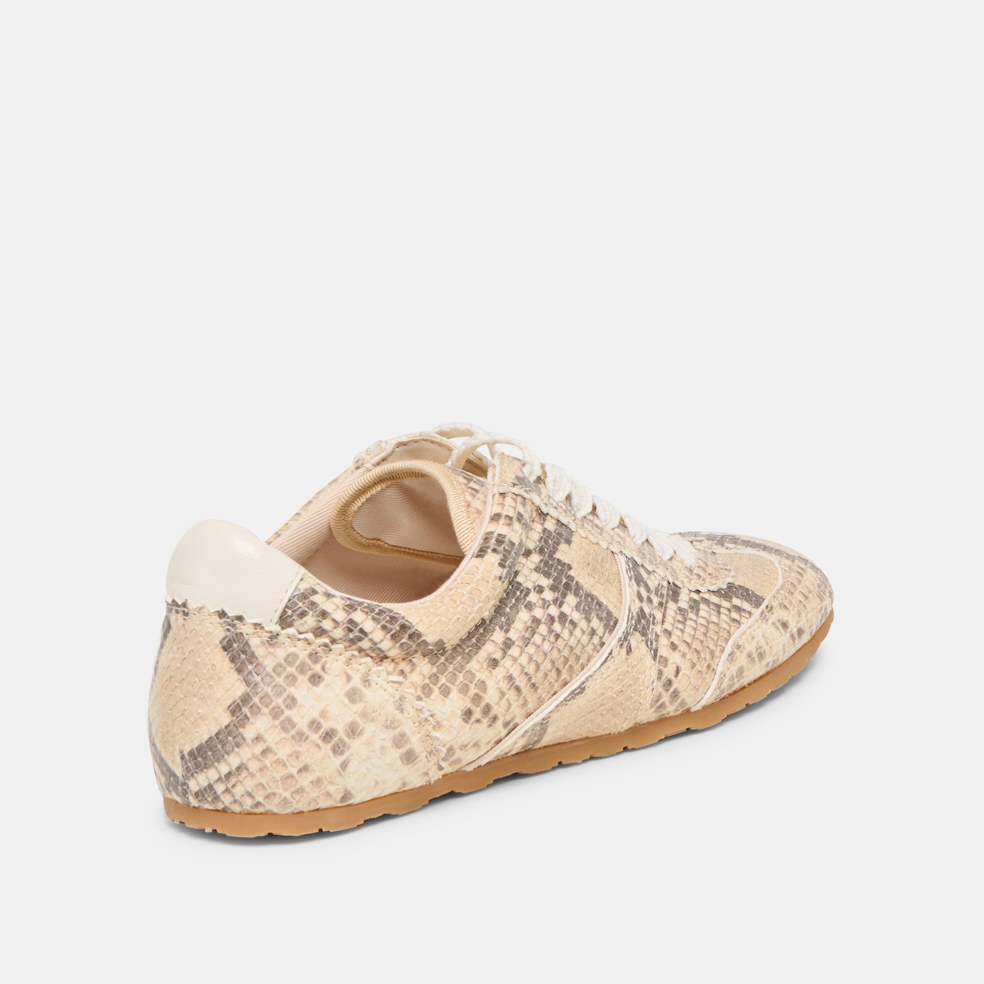 Dorie Natural Snake Embossed Leather Sneakers