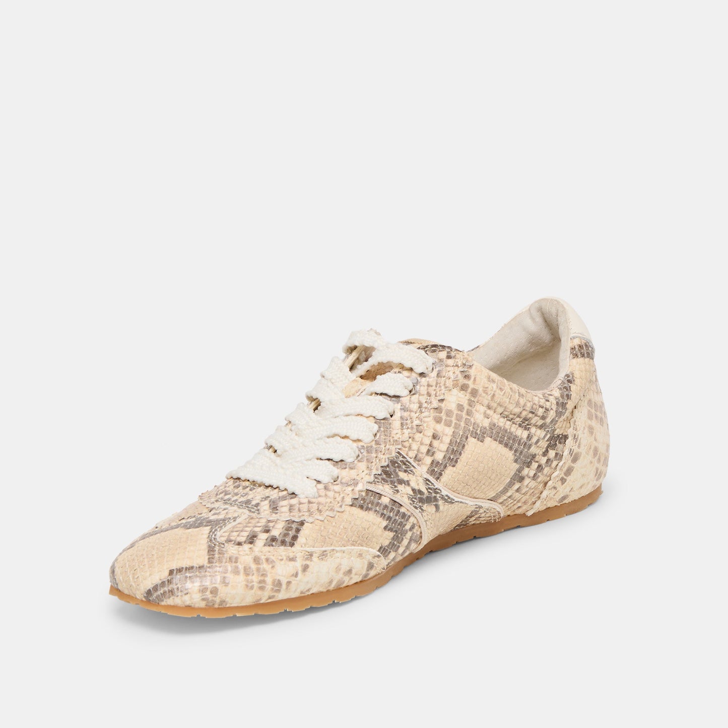 Dorie Natural Snake Embossed Leather Sneakers