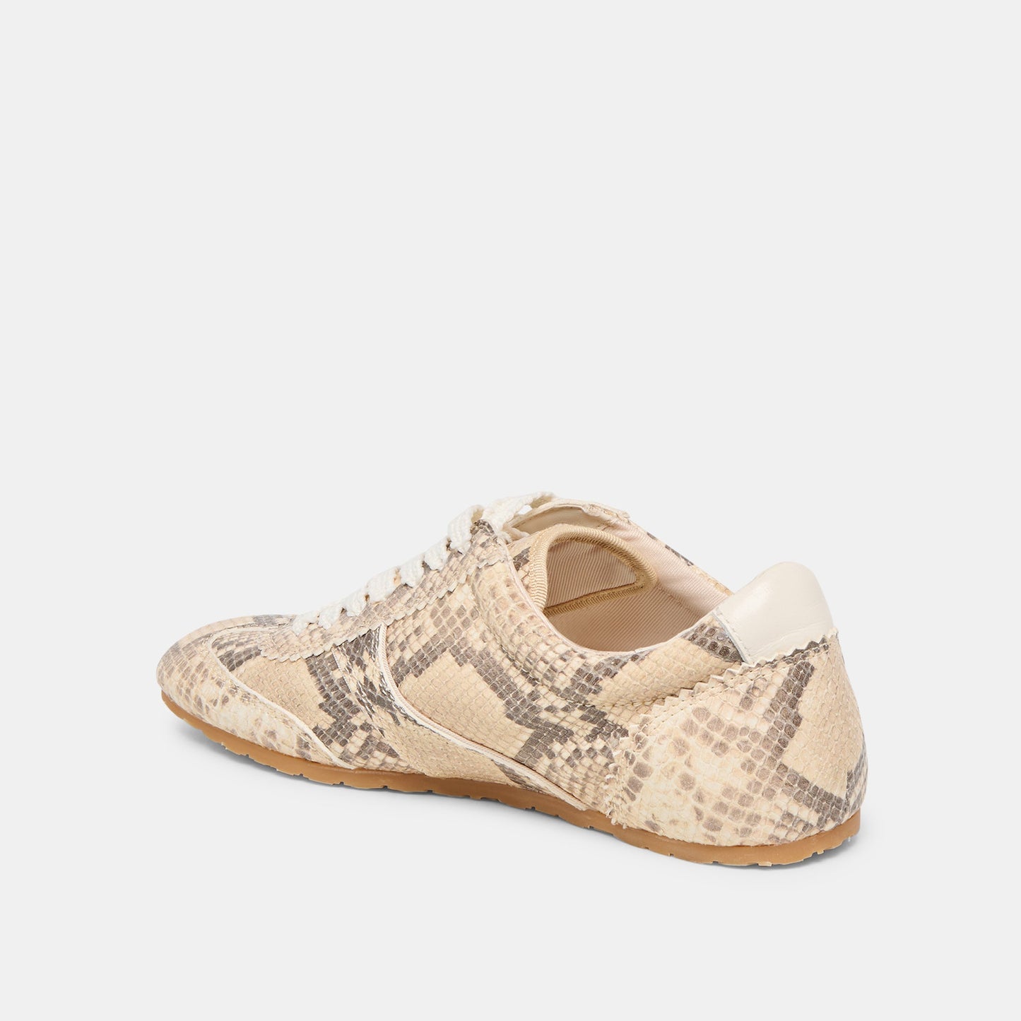 Dorie Natural Snake Embossed Leather Sneakers