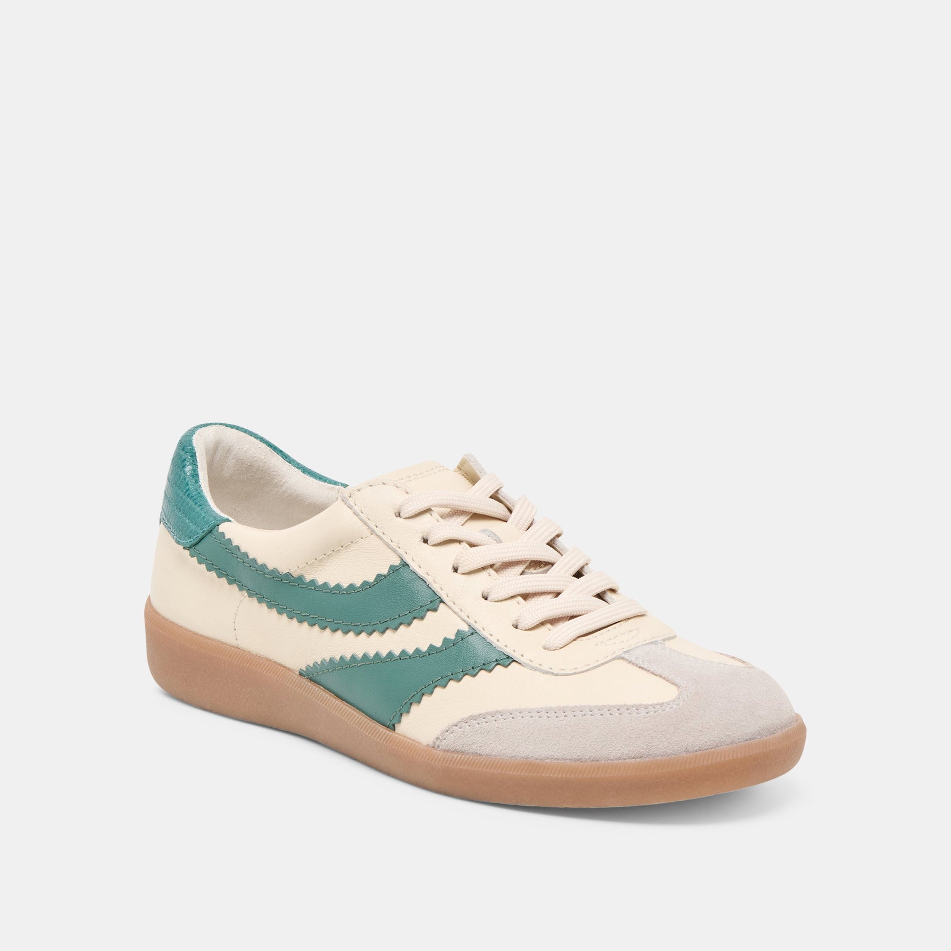 Merit White Green Leather Sneakers