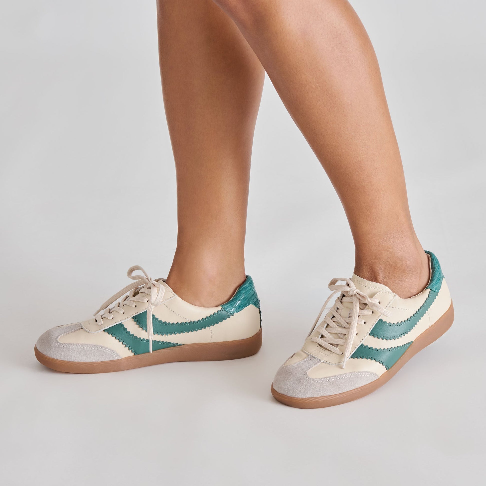 Merit White Green Leather Sneakers