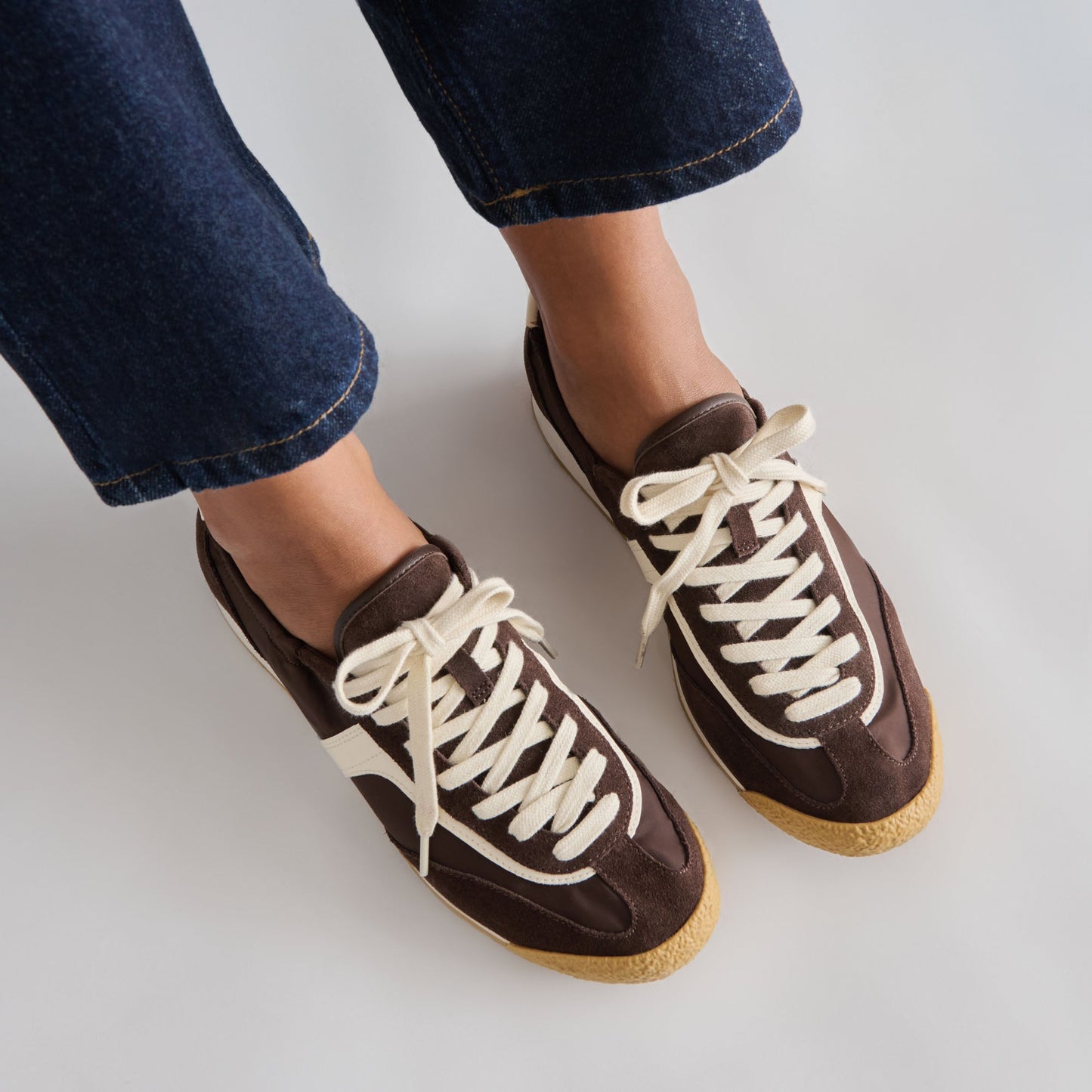 Sariya Dk Brown Nylon Sneakers