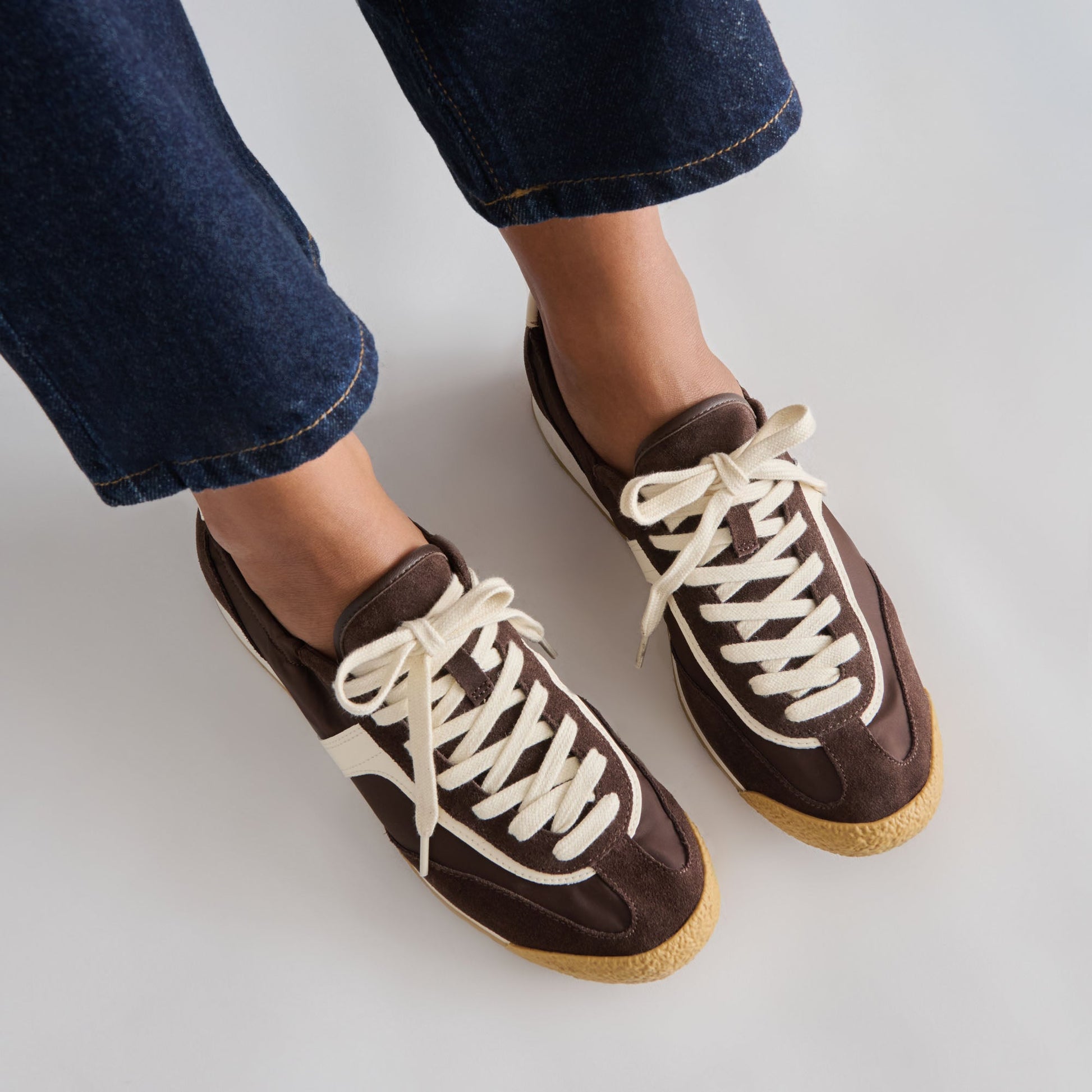 Sariya Dk Brown Nylon Sneakers