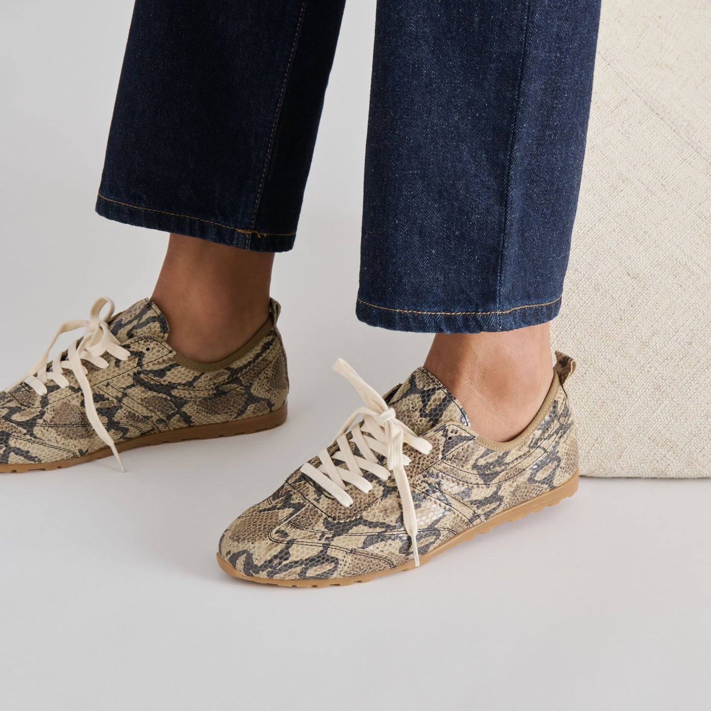 Viper Snake Print Embossed Leather Sneakers