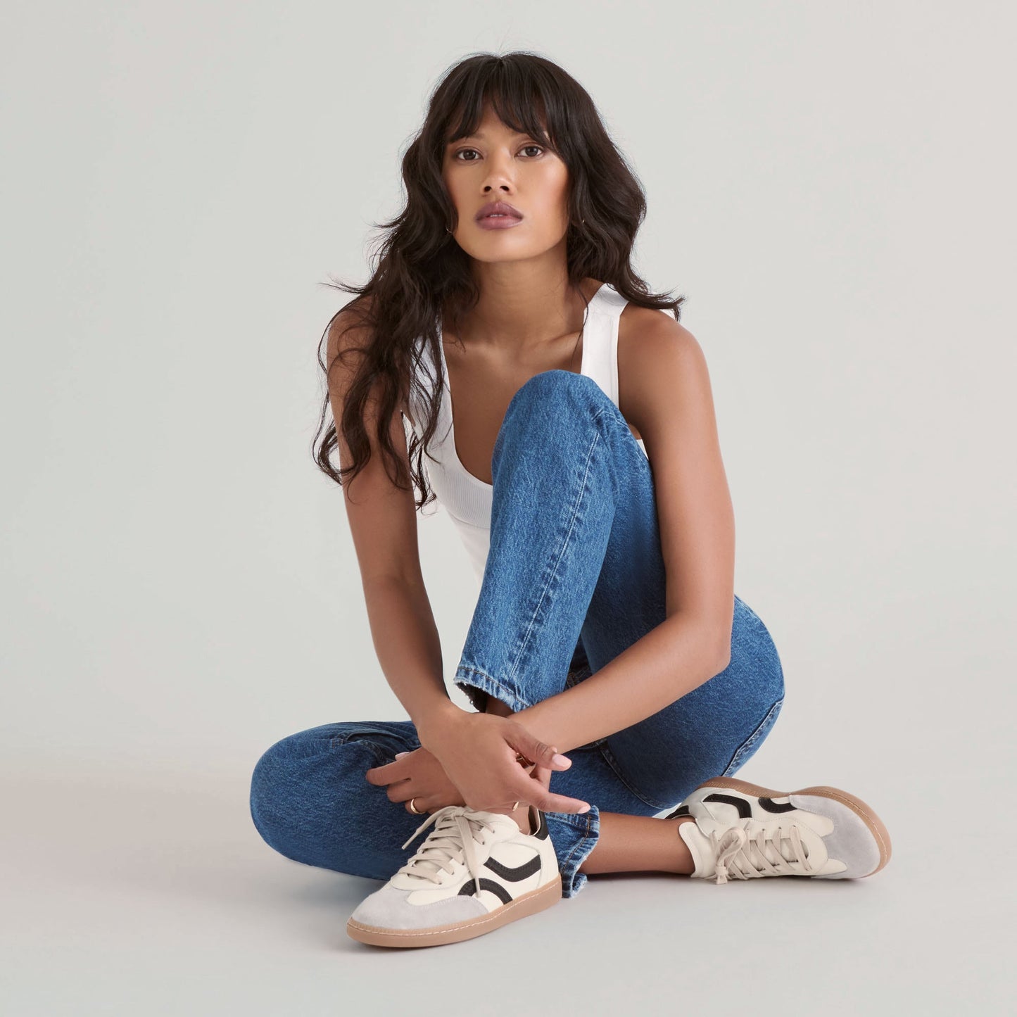 Rebel White Black Leather Sneakers