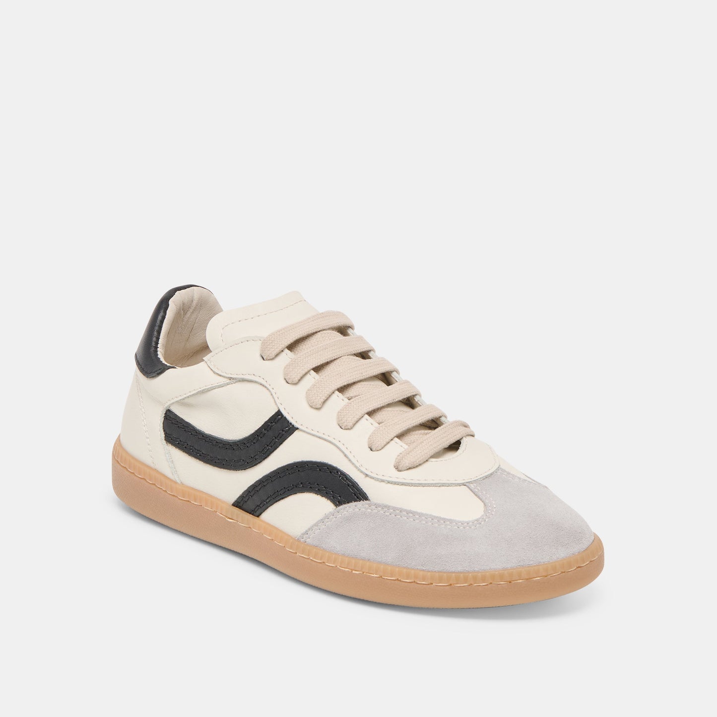 Rebel White Black Leather Sneakers