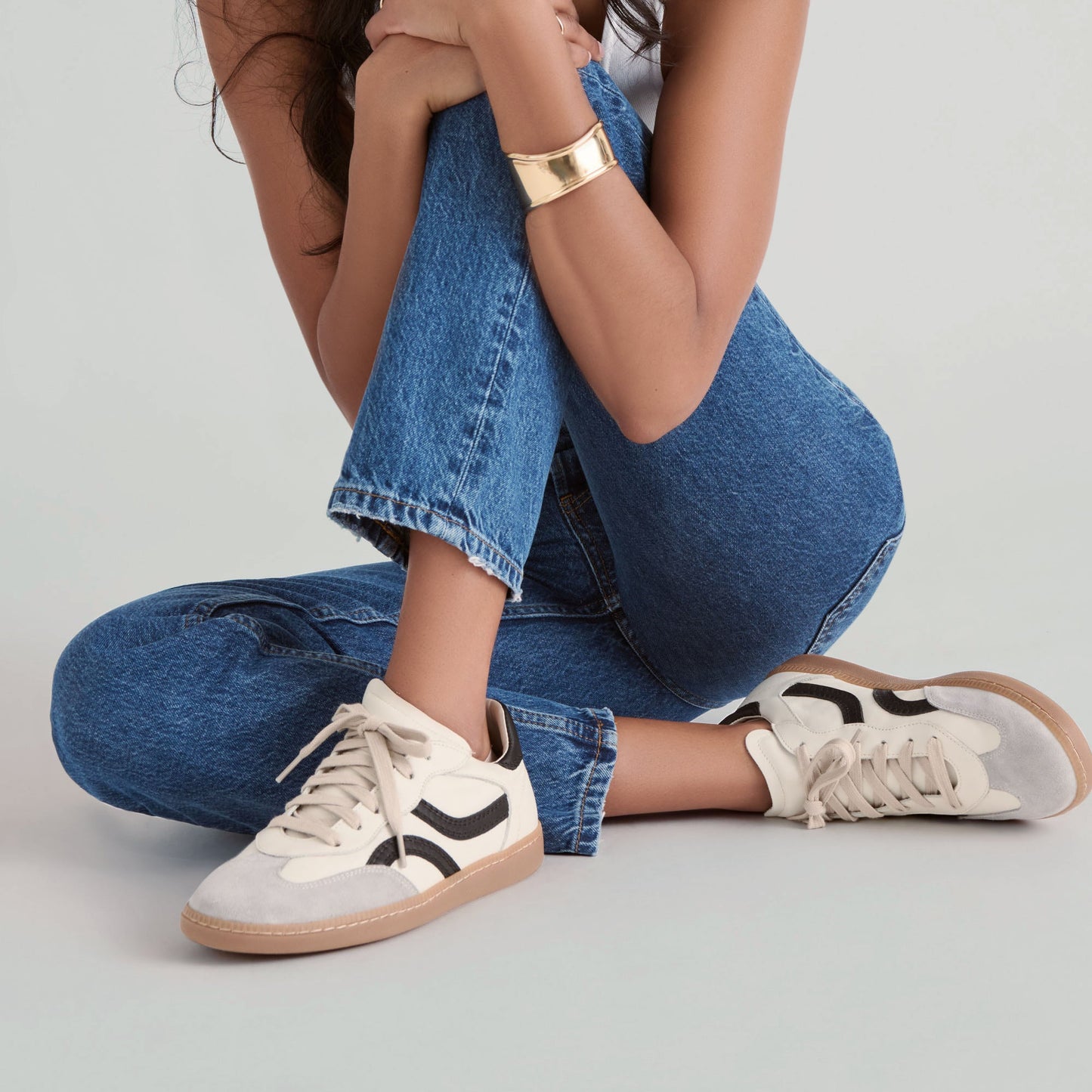 Rebel White Black Leather Sneakers
