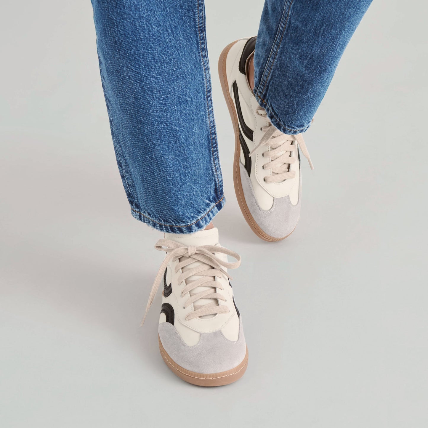 Rebel White Black Leather Sneakers