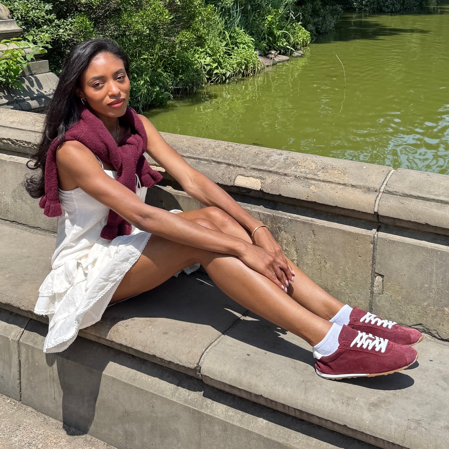 Serina Burgundy Suede Sneakers