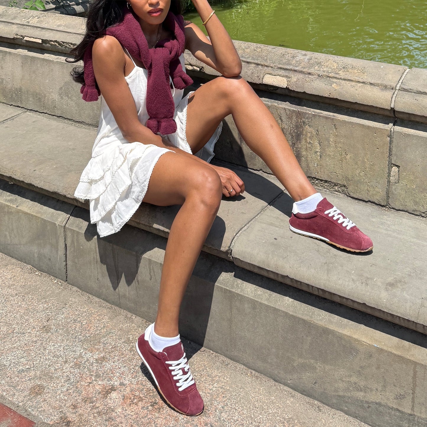 Serina Burgundy Suede Sneakers