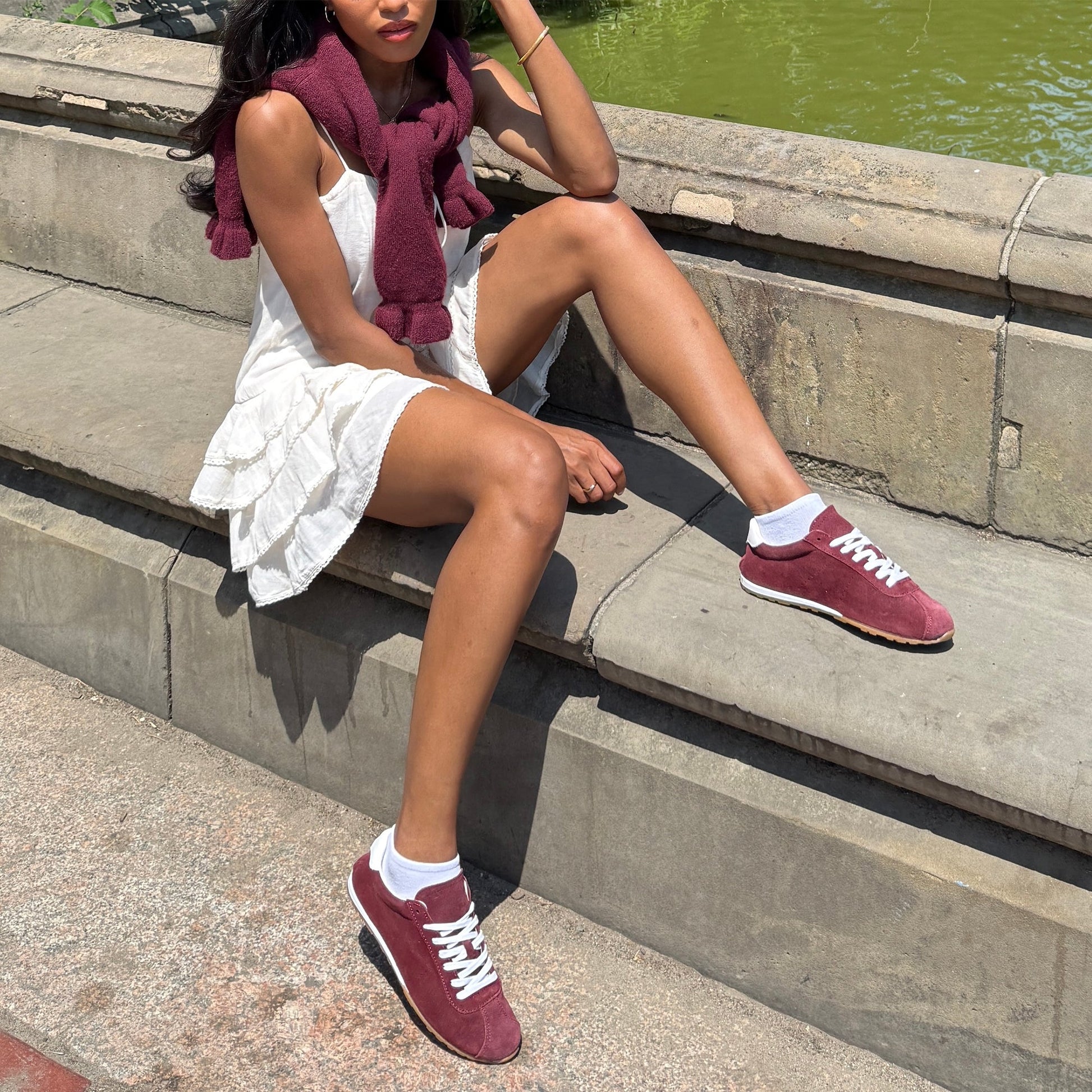 Serina Burgundy Suede Sneakers