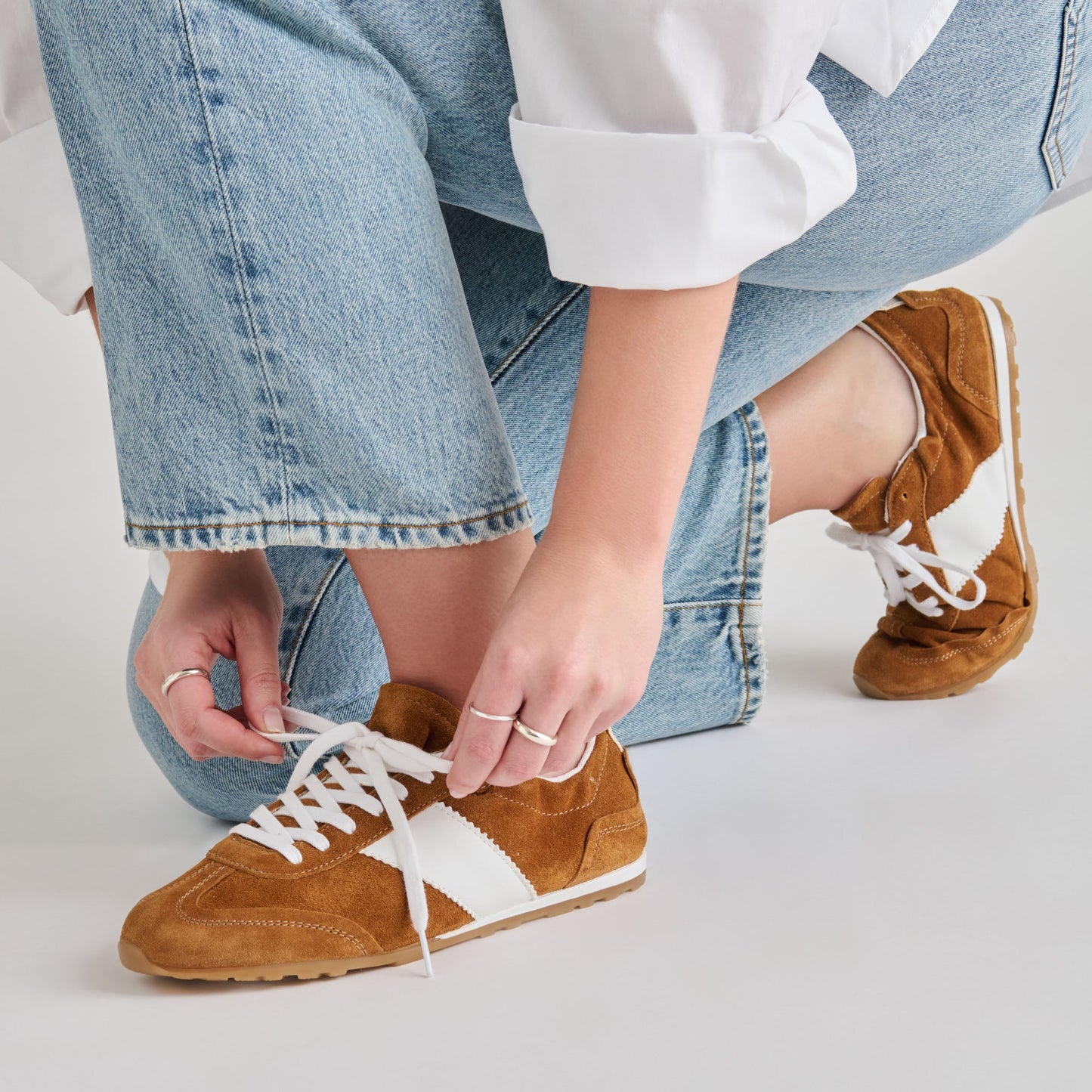 Shyla Cognac Suede Sneakers