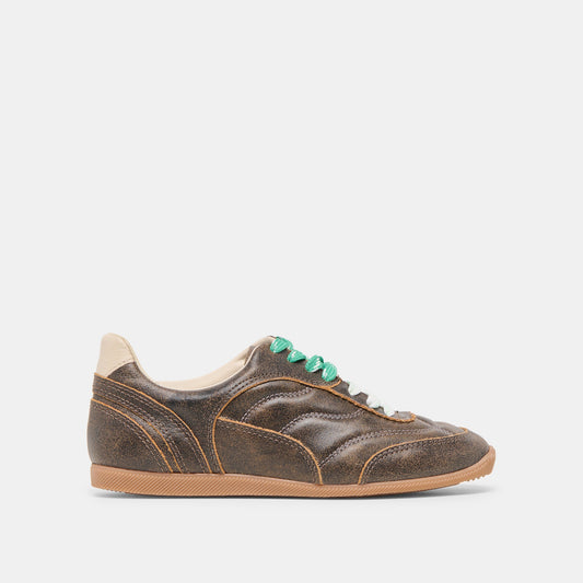 Laini Brown Distressed Leather Sneakers