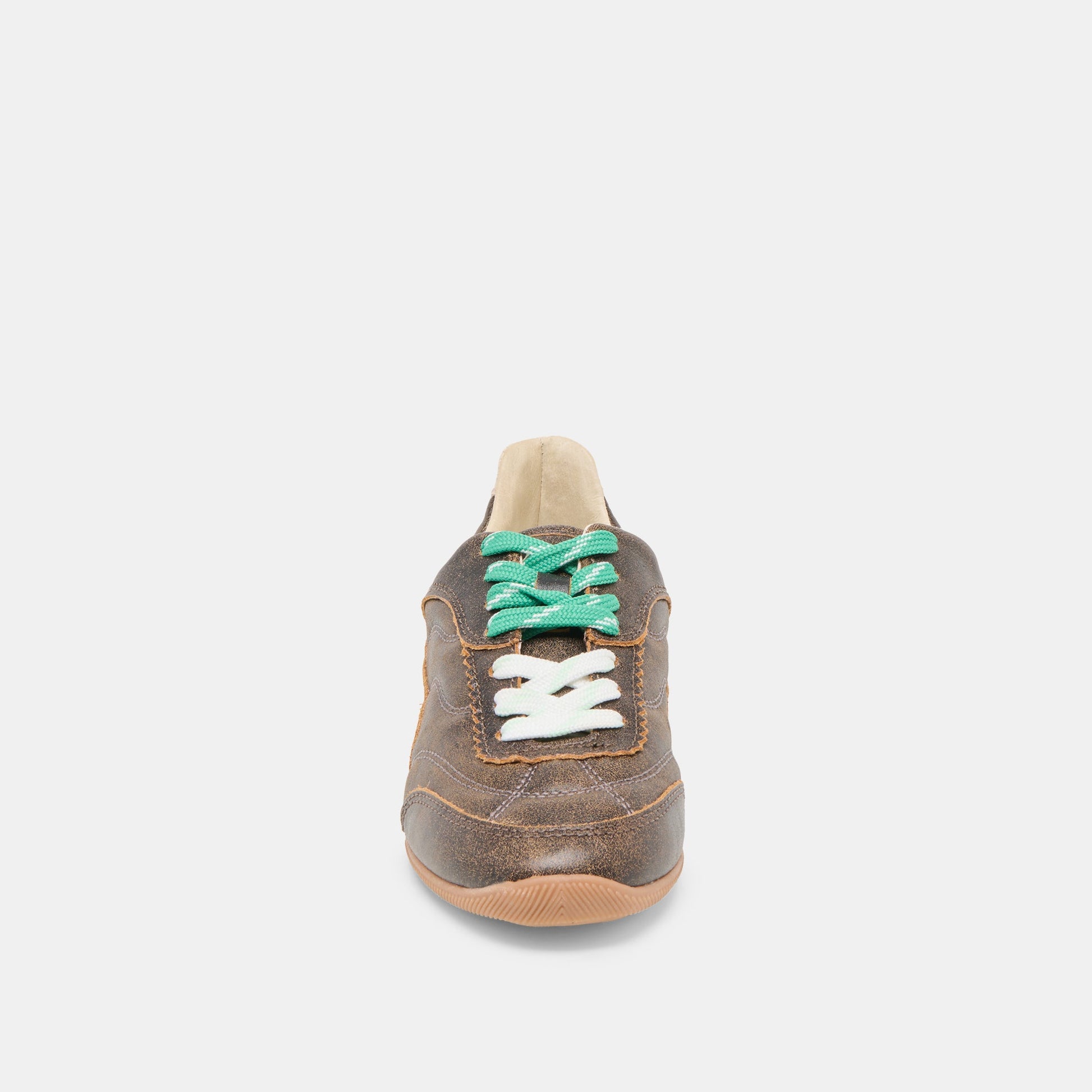 Laini Brown Distressed Leather Sneakers