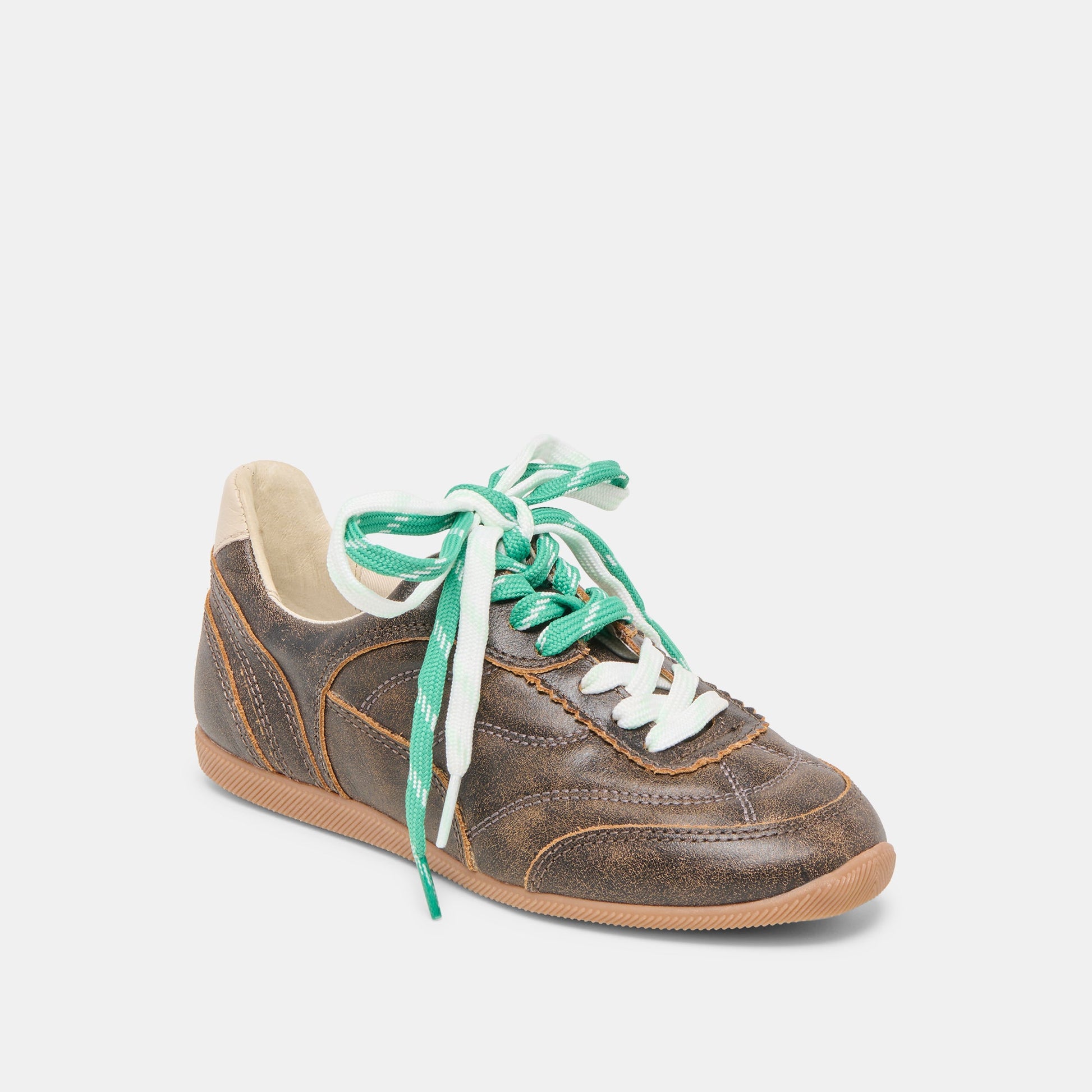 Laini Brown Distressed Leather Sneakers