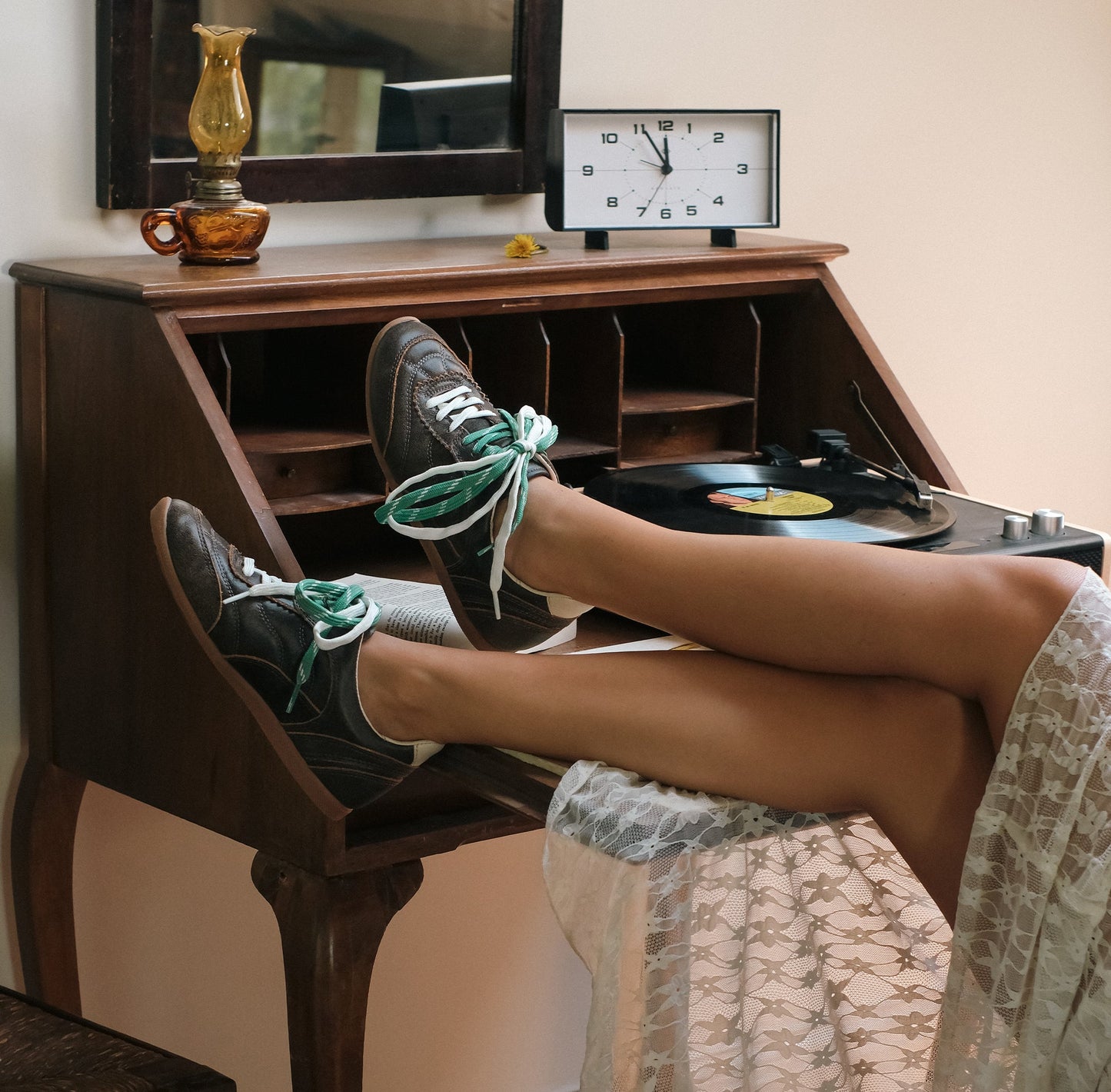 Laini Brown Distressed Leather Sneakers
