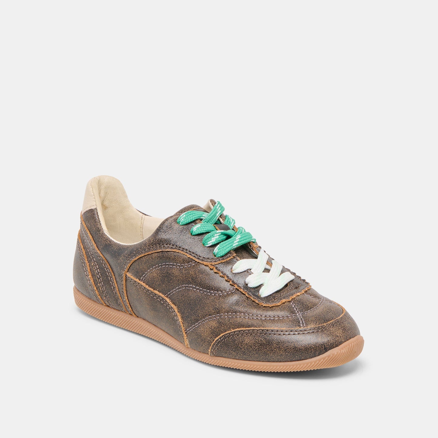 Laini Brown Distressed Leather Sneakers
