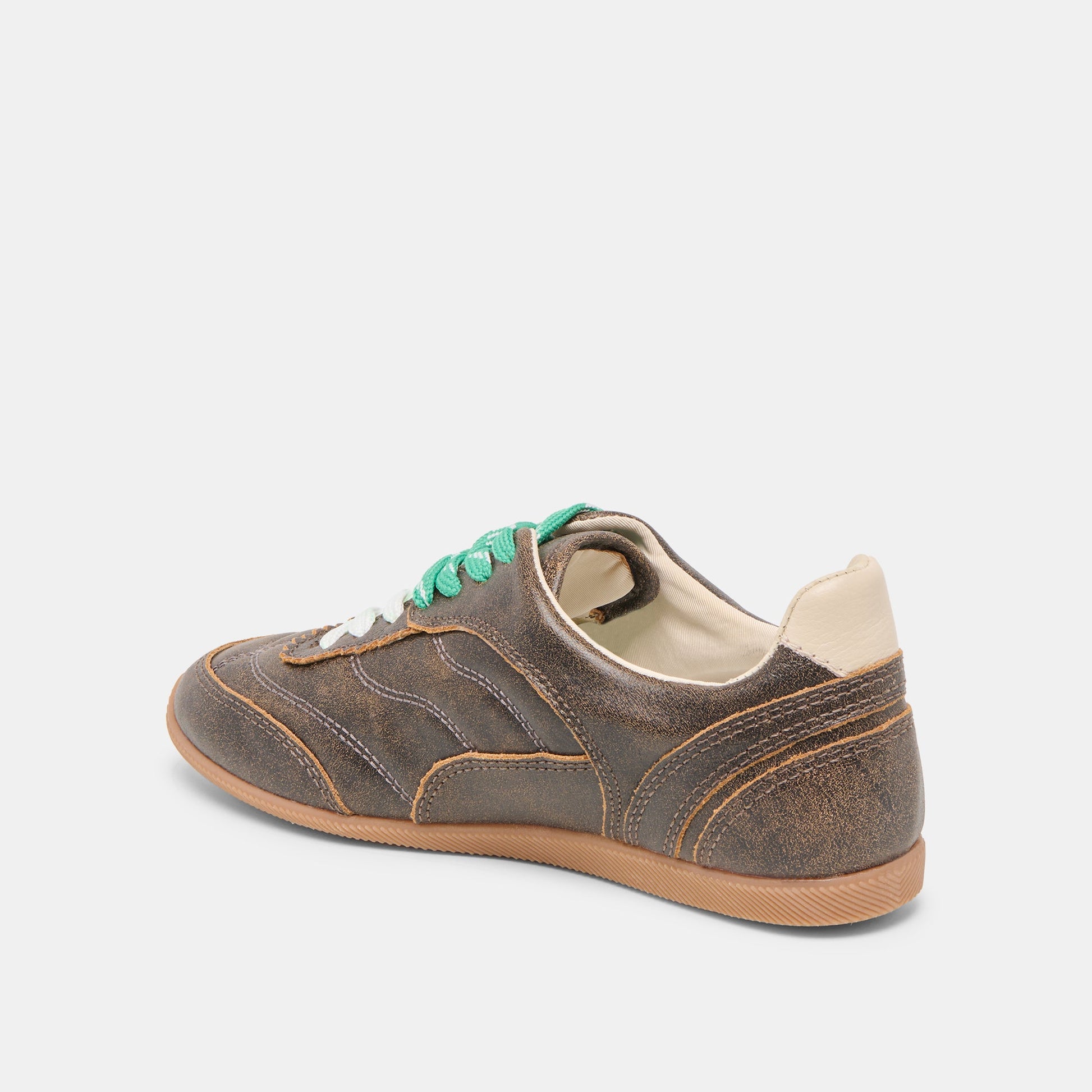 Laini Brown Distressed Leather Sneakers