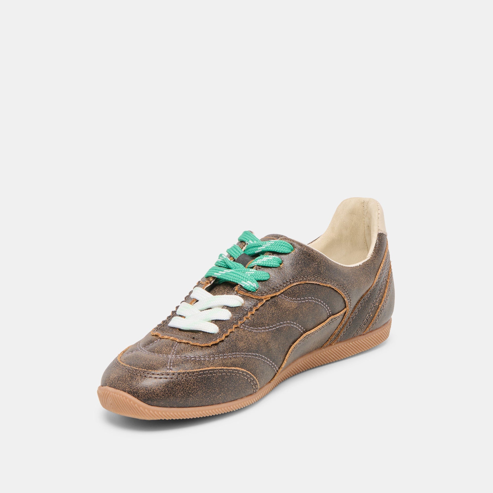 Laini Brown Distressed Leather Sneakers