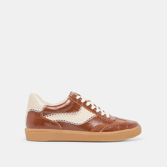 NOTICE STITCH SNEAKERS COGNAC CROCO EMBOSSED LEATHER
 – Dolce Vita