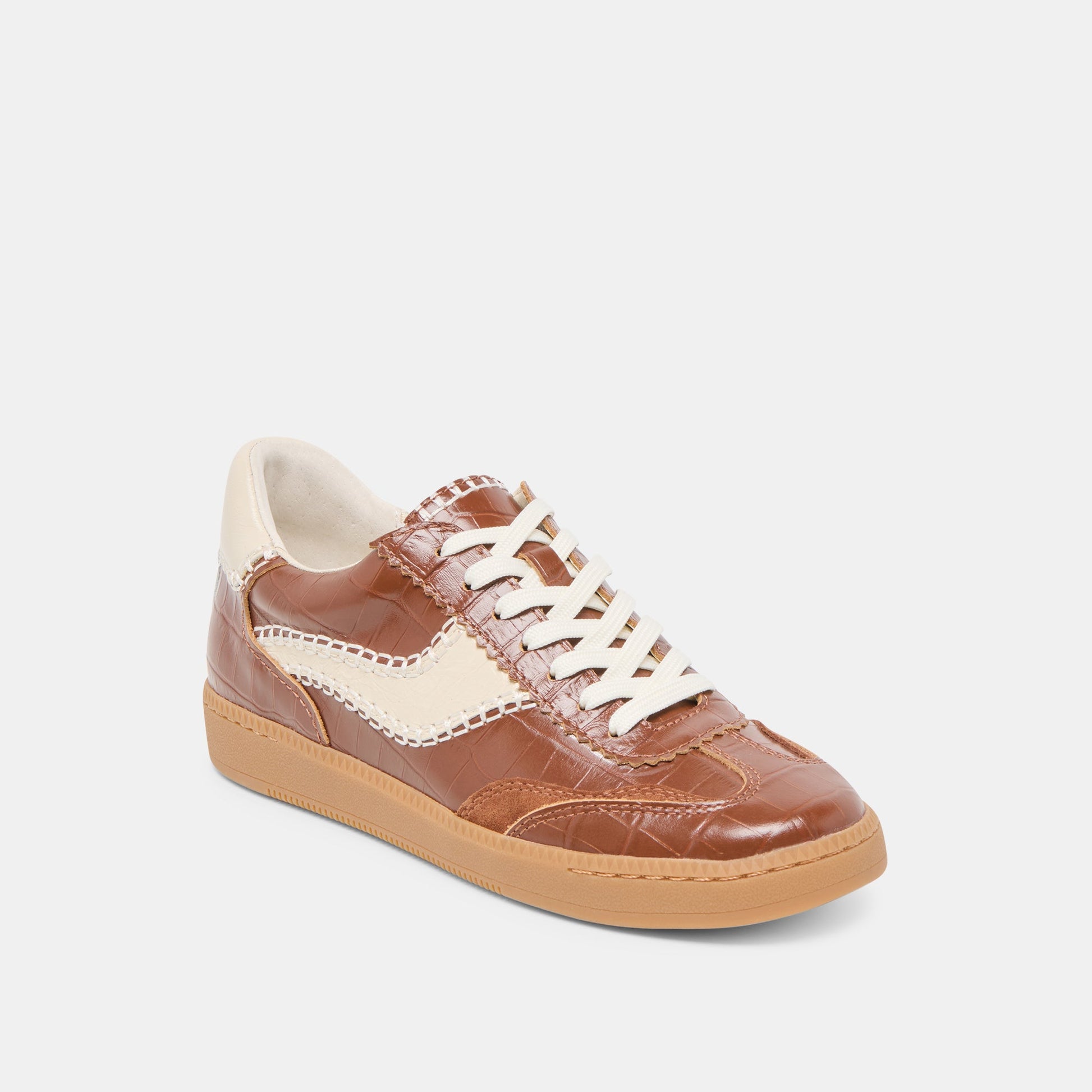 NOTICE STITCH SNEAKERS COGNAC CROCO EMBOSSED LEATHER
 – Dolce Vita