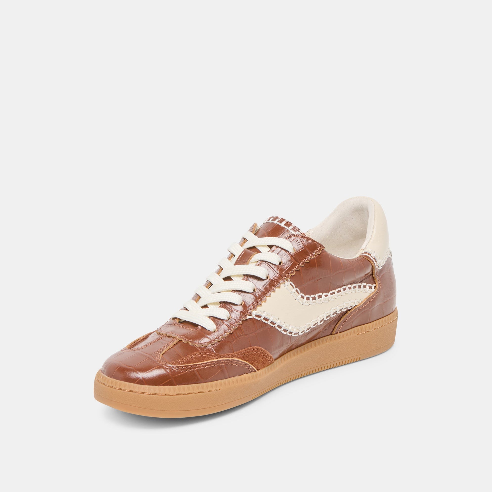 NOTICE STITCH SNEAKERS COGNAC CROCO EMBOSSED LEATHER
 – Dolce Vita
