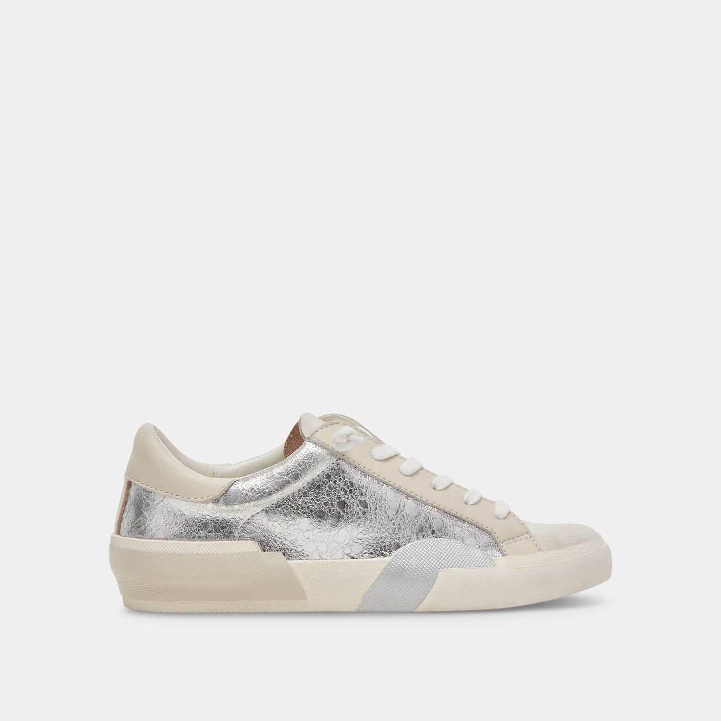 Zina Sneakers Chrome Distressed Leather | Chrome Leather Sneakers
 – Dolce Vita