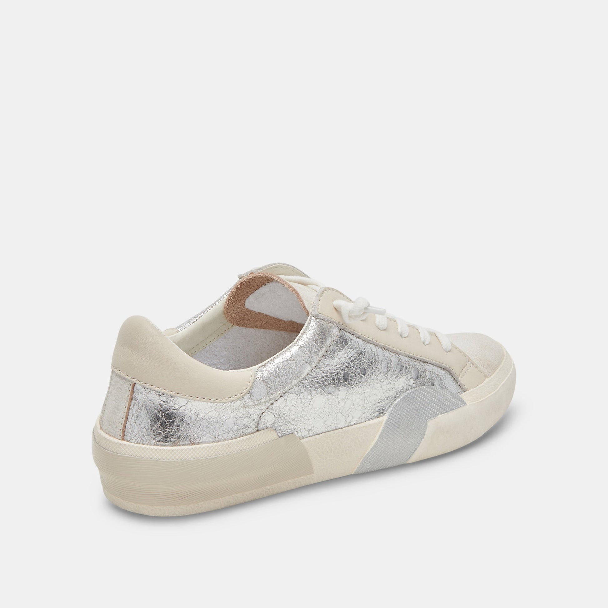 Zina Sneakers Chrome Distressed Leather | Chrome Leather Sneakers
 – Dolce Vita