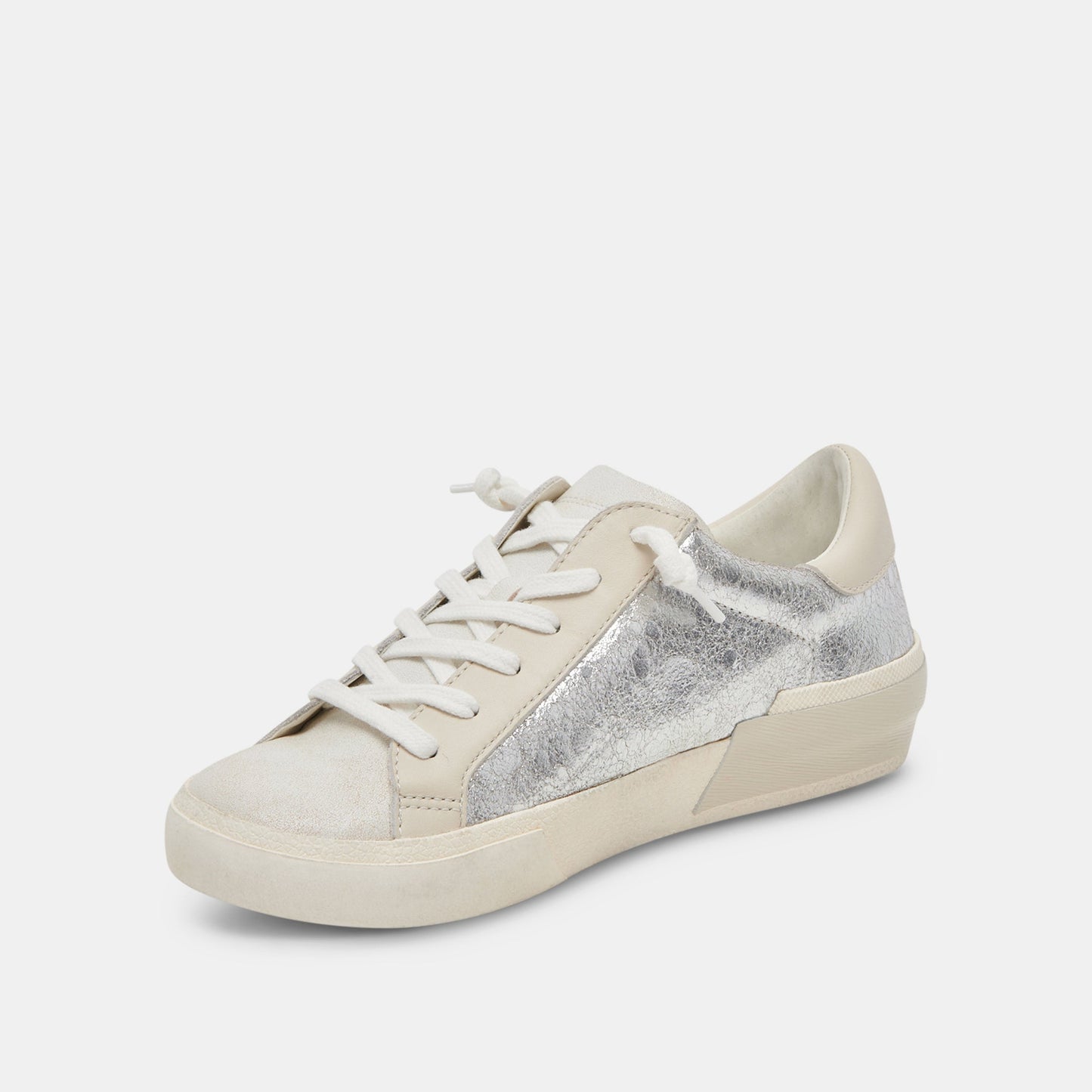 Zina Sneakers Chrome Distressed Leather | Chrome Leather Sneakers
 – Dolce Vita