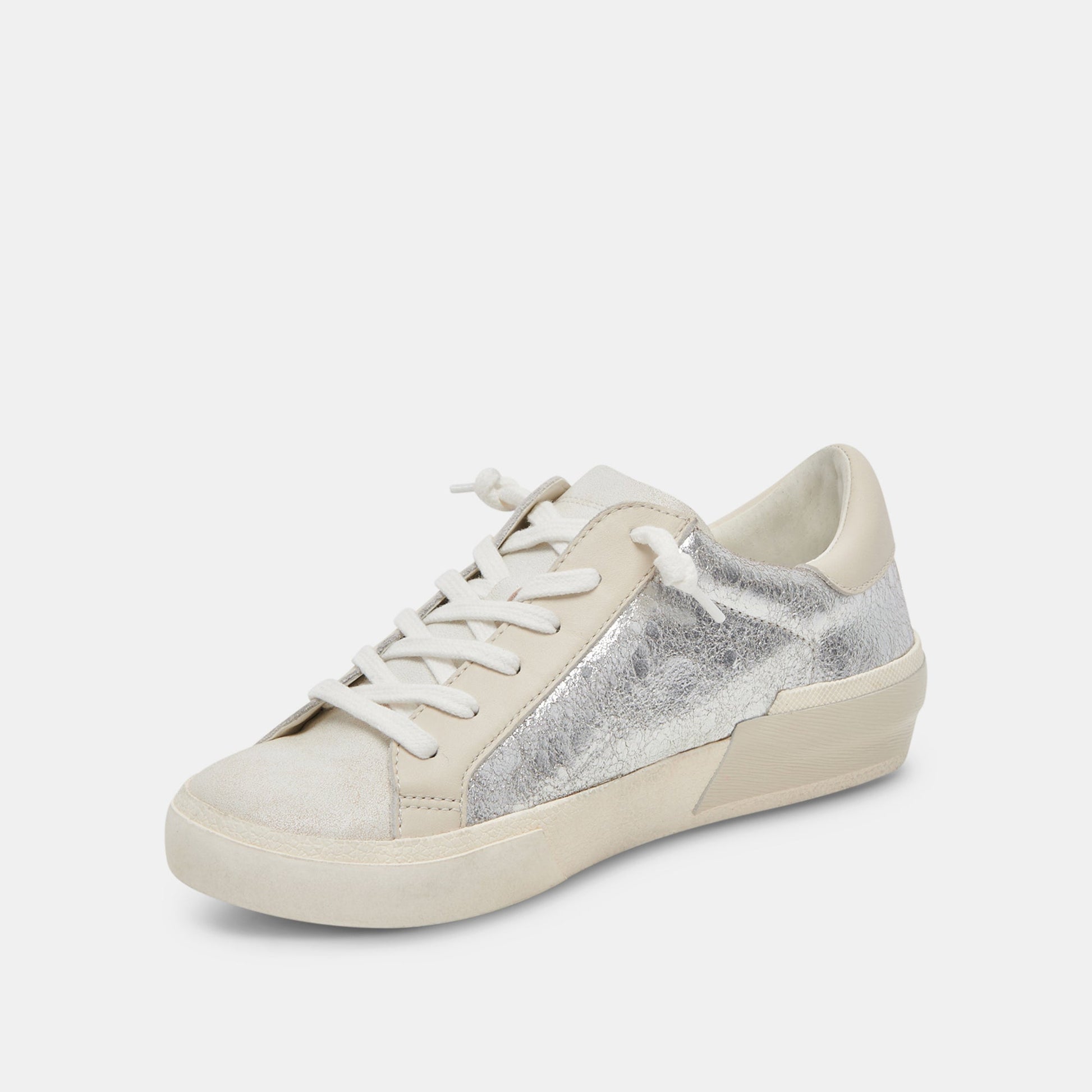 Zina Sneakers Chrome Distressed Leather | Chrome Leather Sneakers
 – Dolce Vita