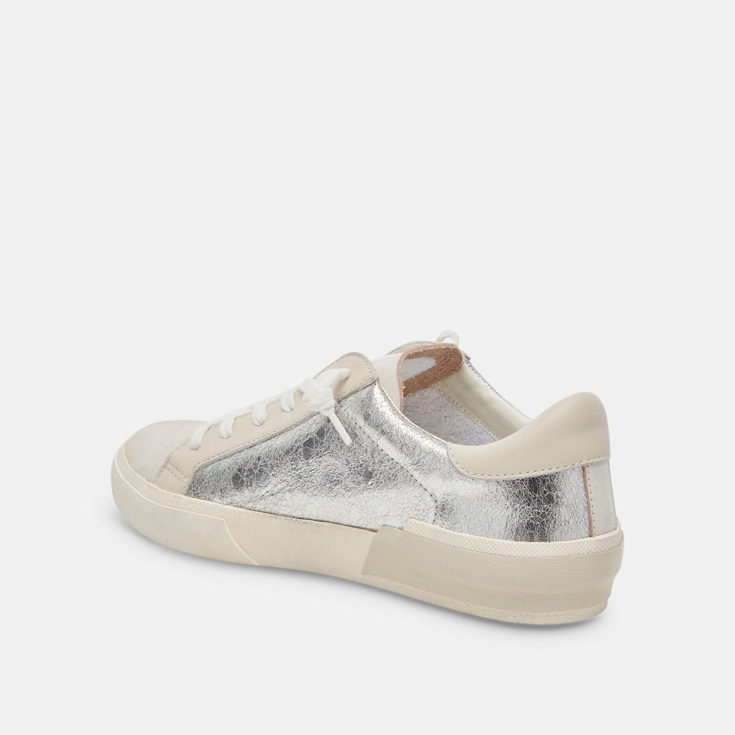 Zina Sneakers Chrome Distressed Leather | Chrome Leather Sneakers
 – Dolce Vita