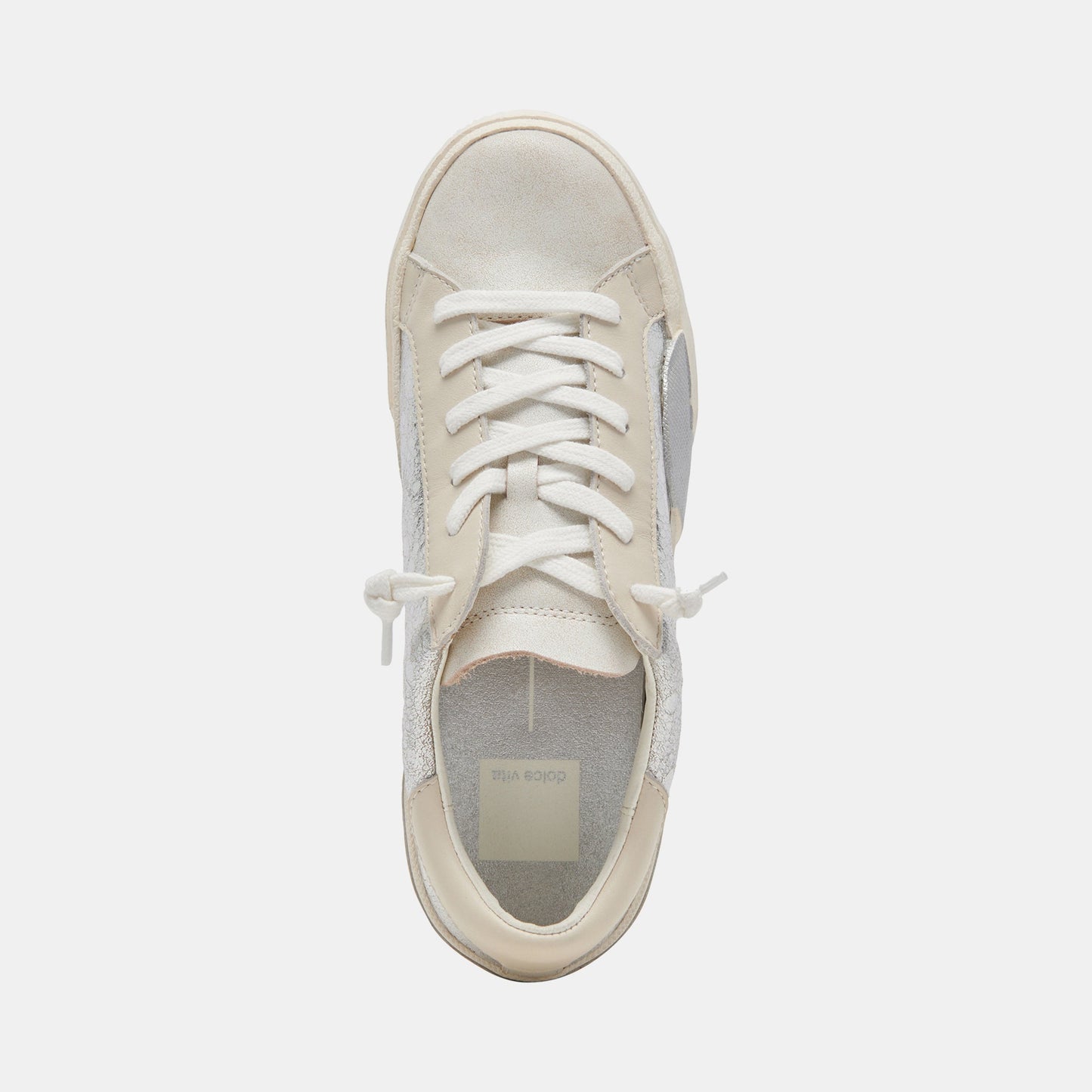 Zina Sneakers Chrome Distressed Leather | Chrome Leather Sneakers
 – Dolce Vita