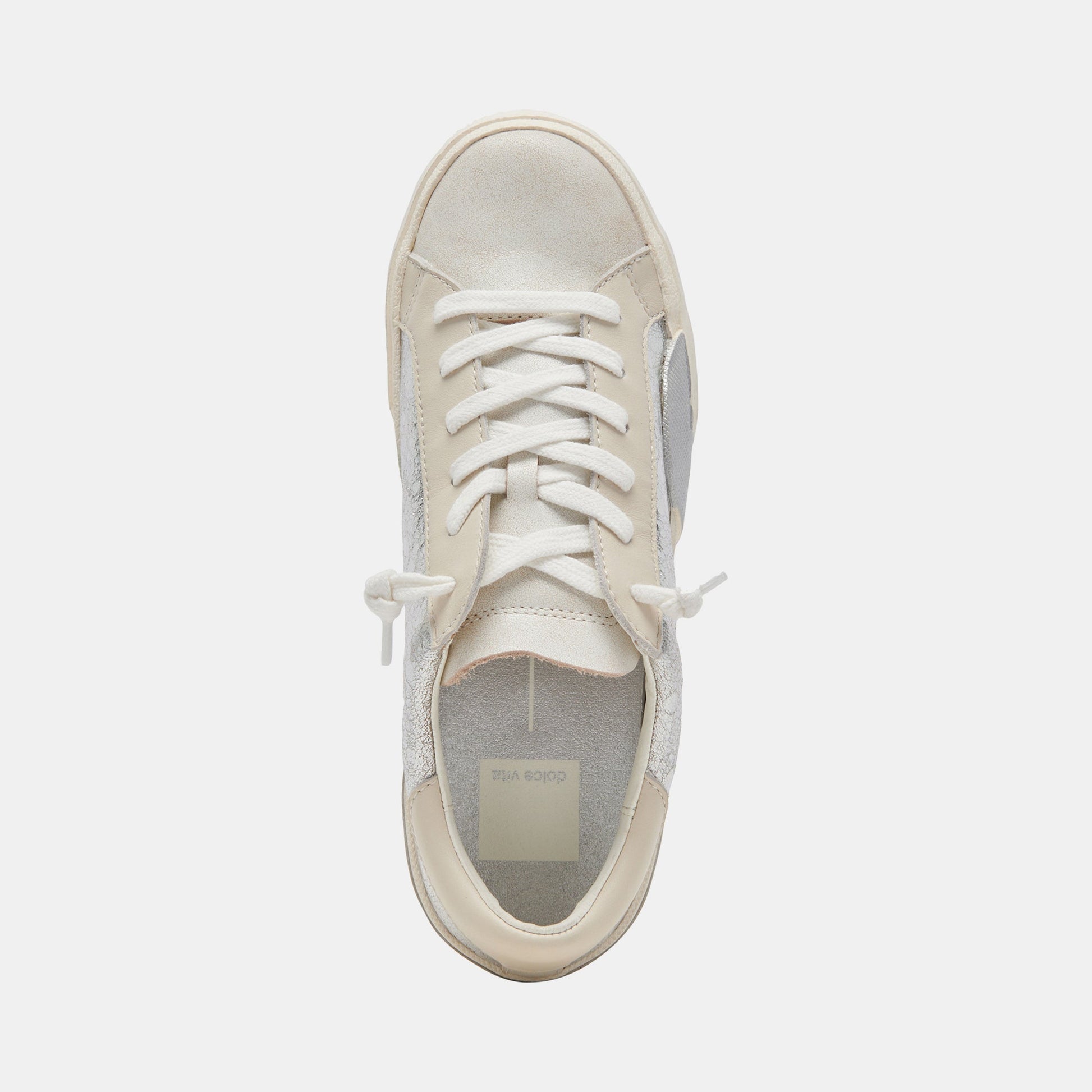 Zina Sneakers Chrome Distressed Leather | Chrome Leather Sneakers
 – Dolce Vita