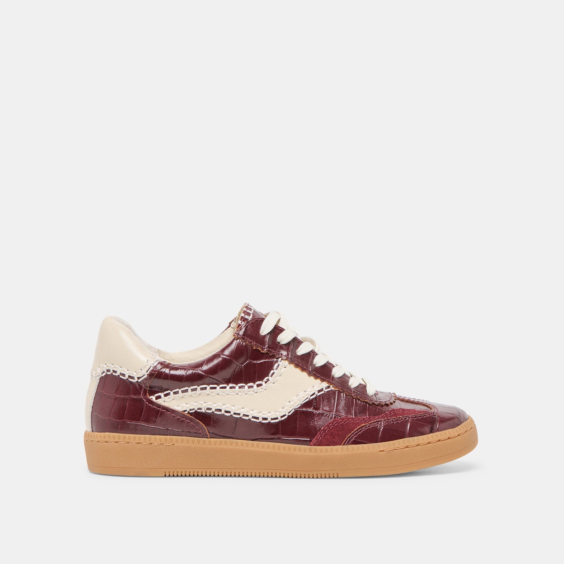 NOTICE STITCH SNEAKERS OXBLOOD CROCO EMBOSSED LEATHER
 – Dolce Vita