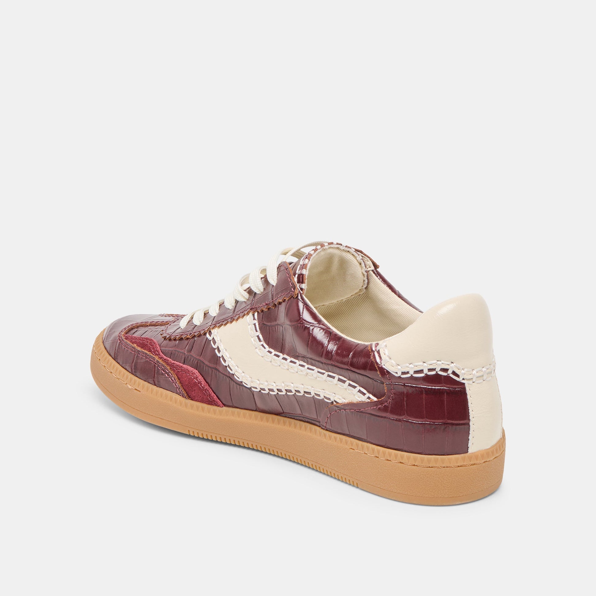NOTICE STITCH SNEAKERS OXBLOOD CROCO EMBOSSED LEATHER
 – Dolce Vita