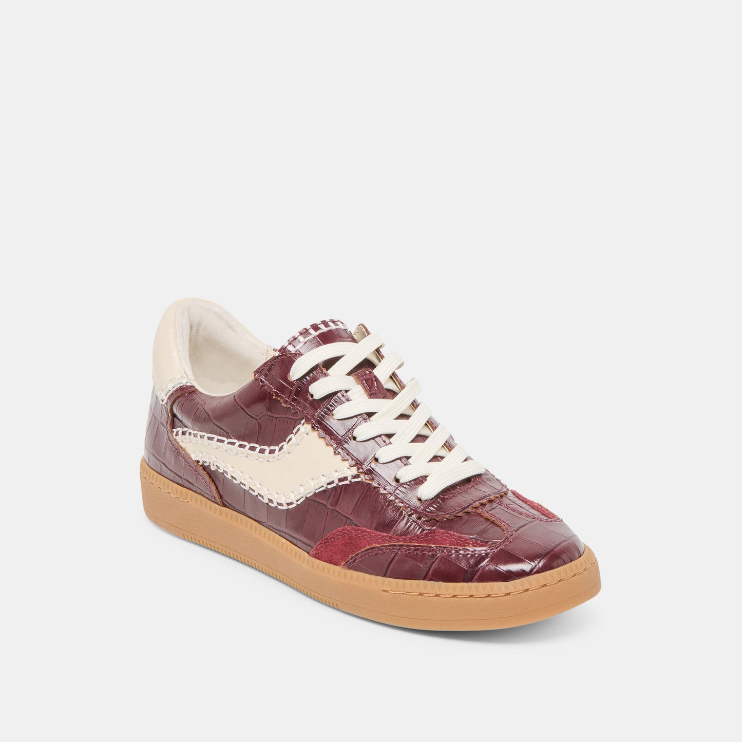 NOTICE STITCH SNEAKERS OXBLOOD CROCO EMBOSSED LEATHER
 – Dolce Vita