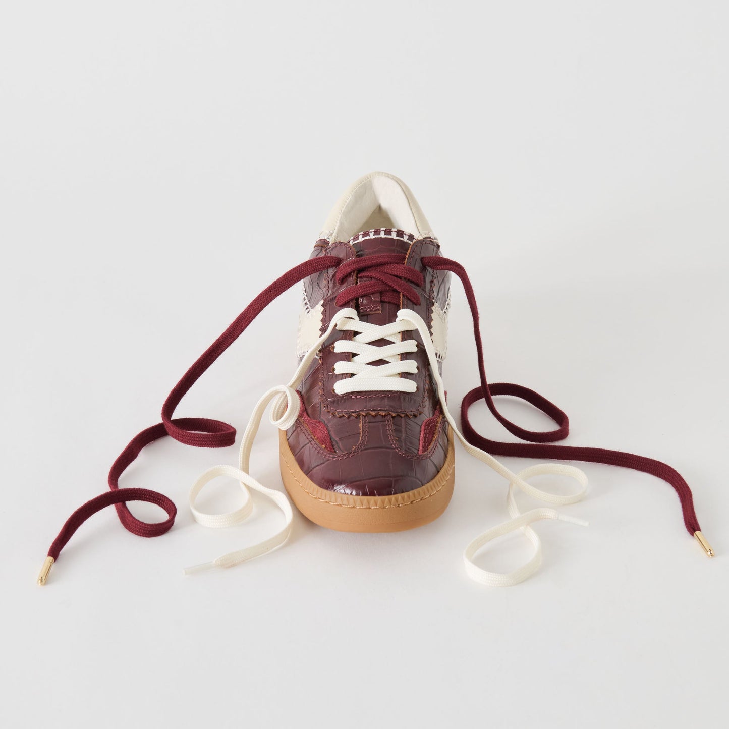NOTICE STITCH SNEAKERS OXBLOOD CROCO EMBOSSED LEATHER
 – Dolce Vita