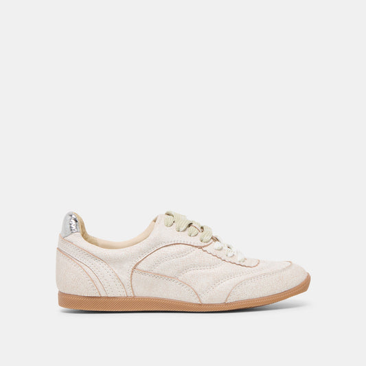 Laini Off White Crackled Leather Sneakers