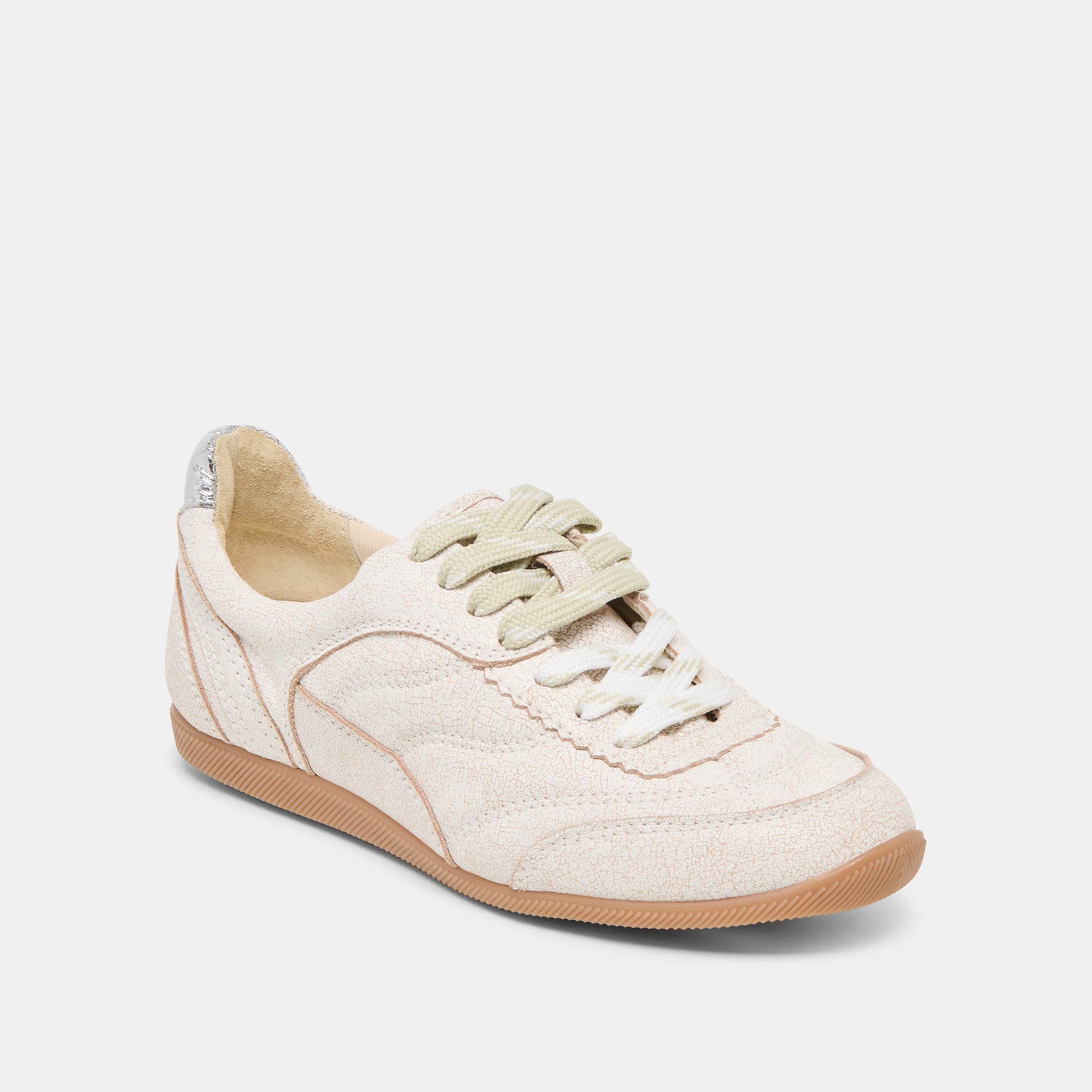 Laini Off White Crackled Leather Sneakers