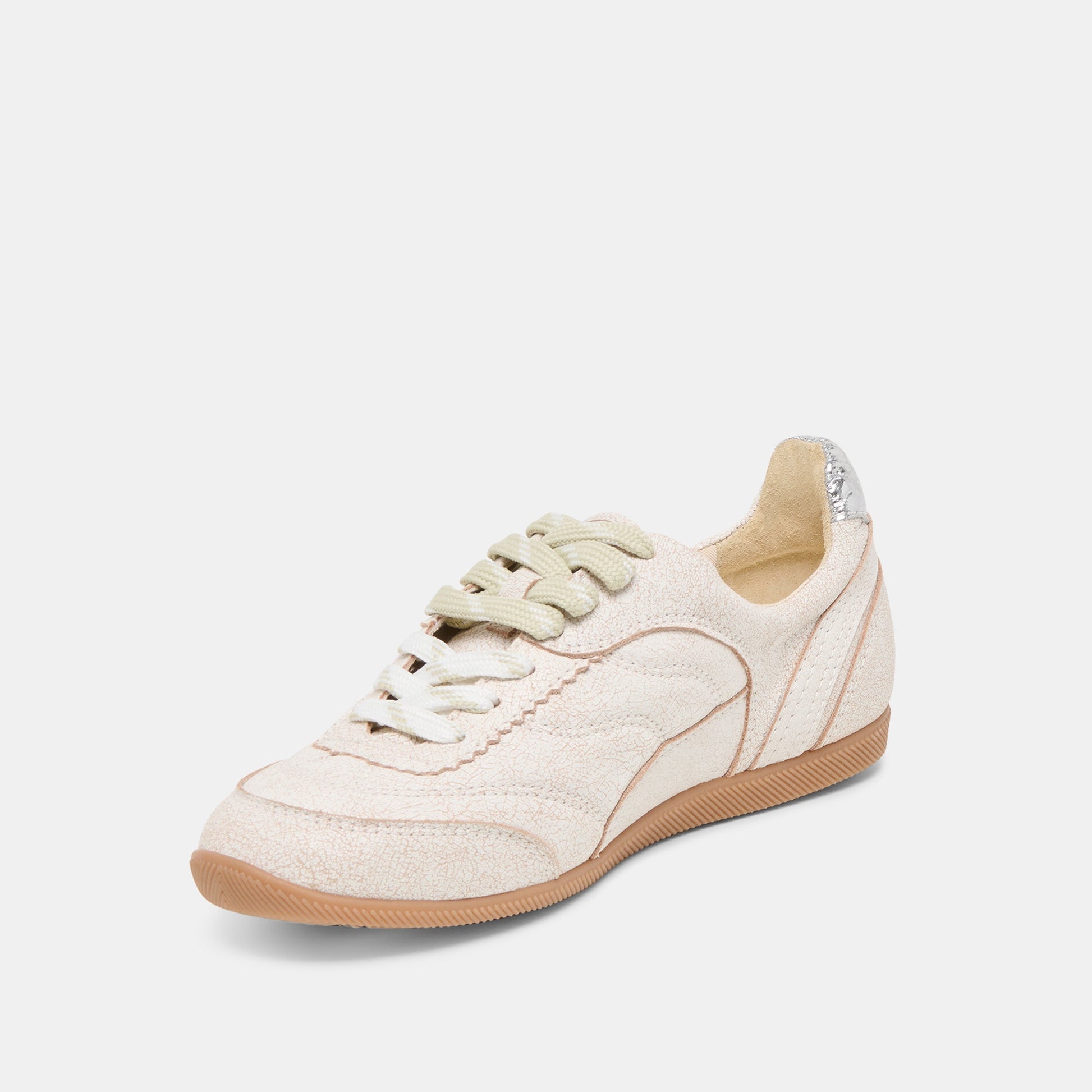 Laini Off White Crackled Leather Sneakers