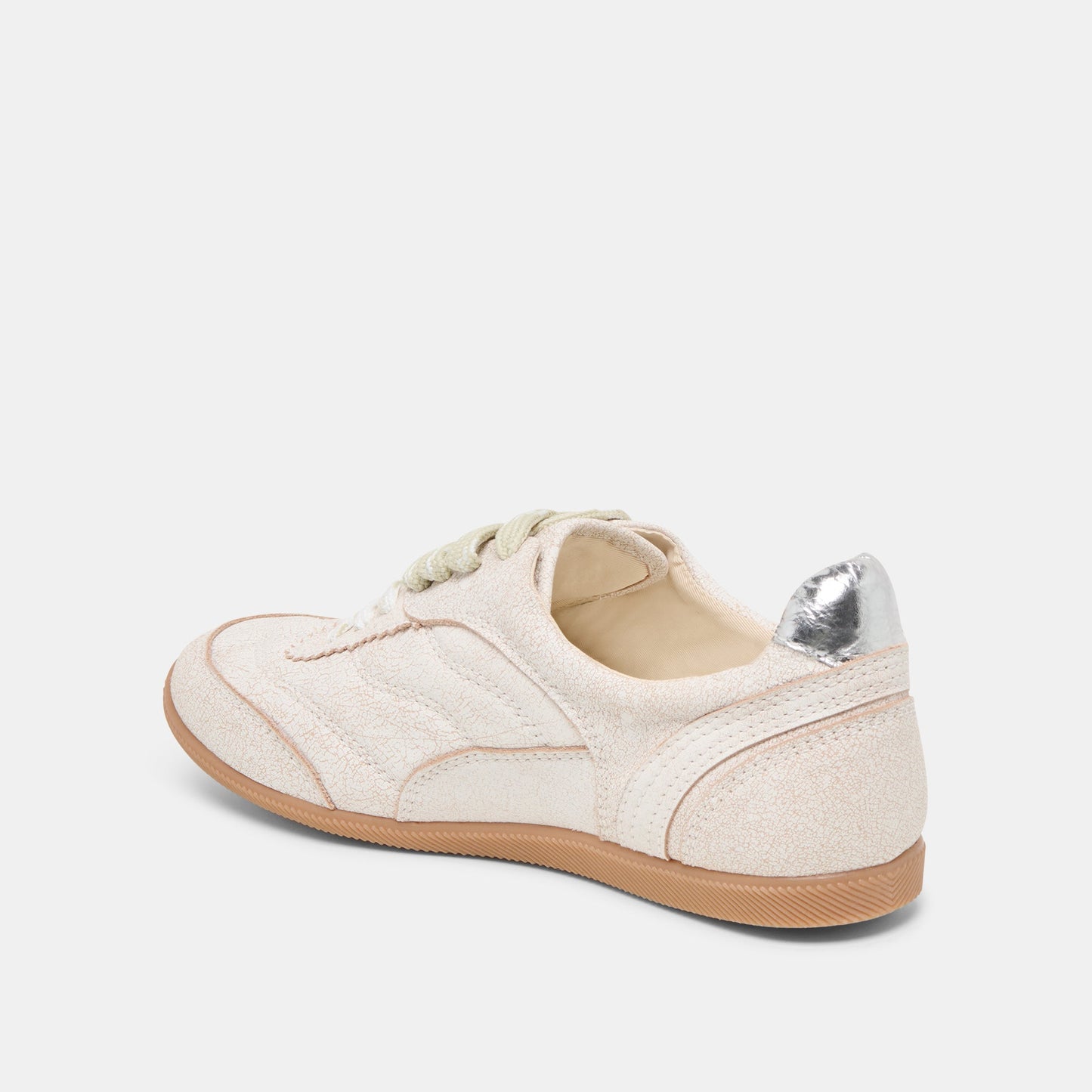 Laini Off White Crackled Leather Sneakers