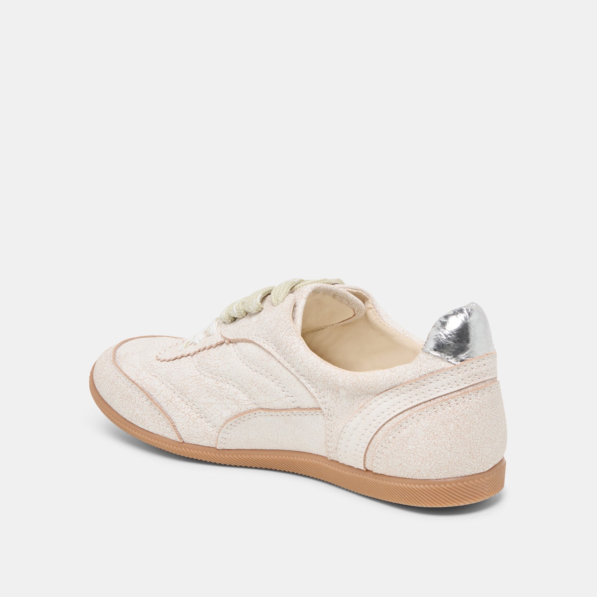 Laini Off White Crackled Leather Sneakers