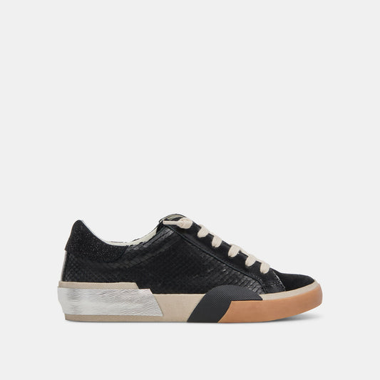 Zina Sneakers Onyx Embossed Leather | Women's Sneakers
 – Dolce Vita