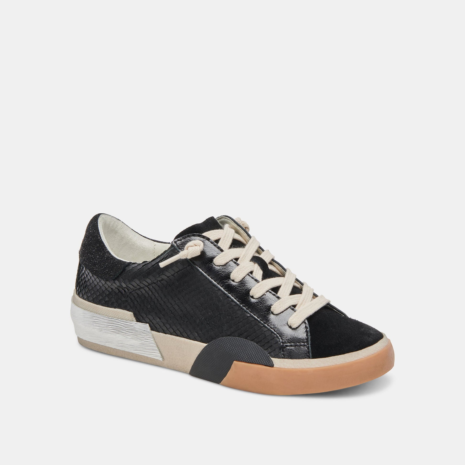 Zina Sneakers Onyx Embossed Leather | Women's Sneakers
 – Dolce Vita