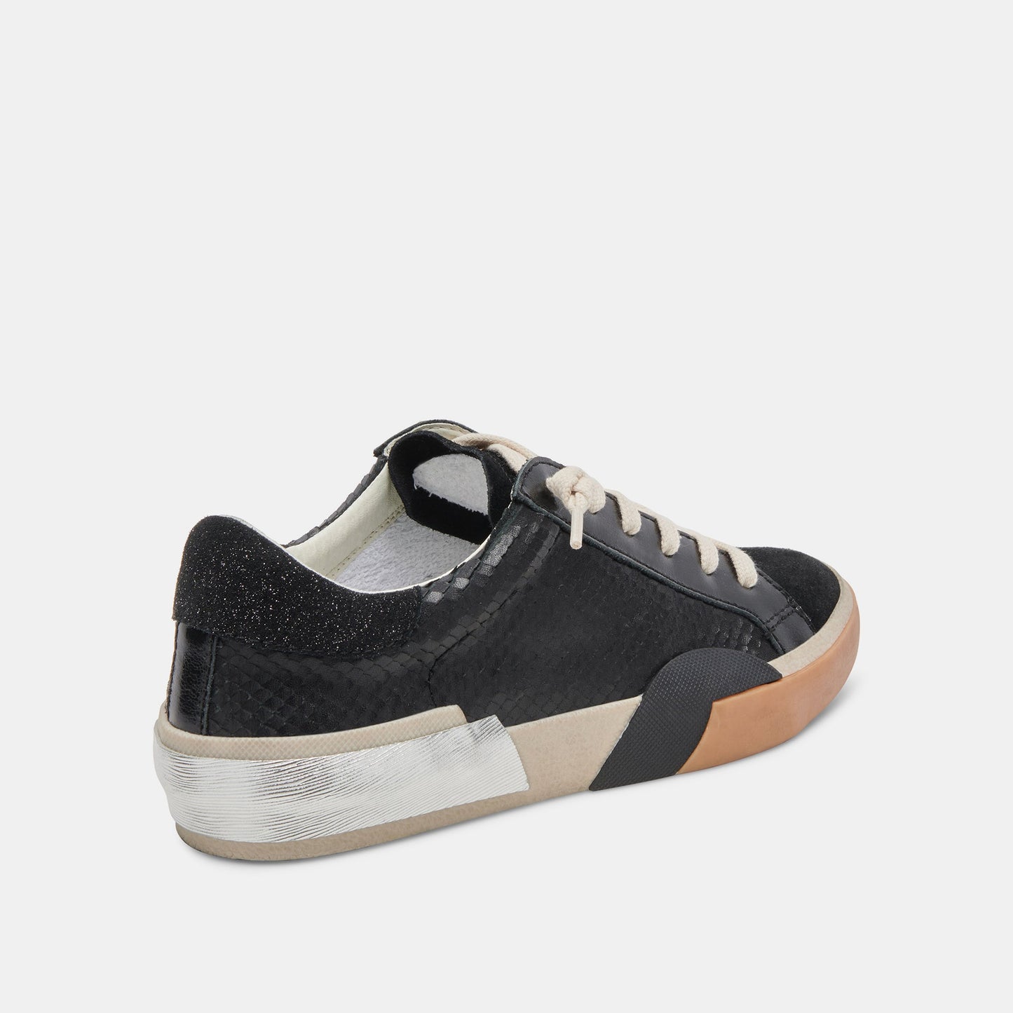 Zina Sneakers Onyx Embossed Leather | Women's Sneakers
 – Dolce Vita