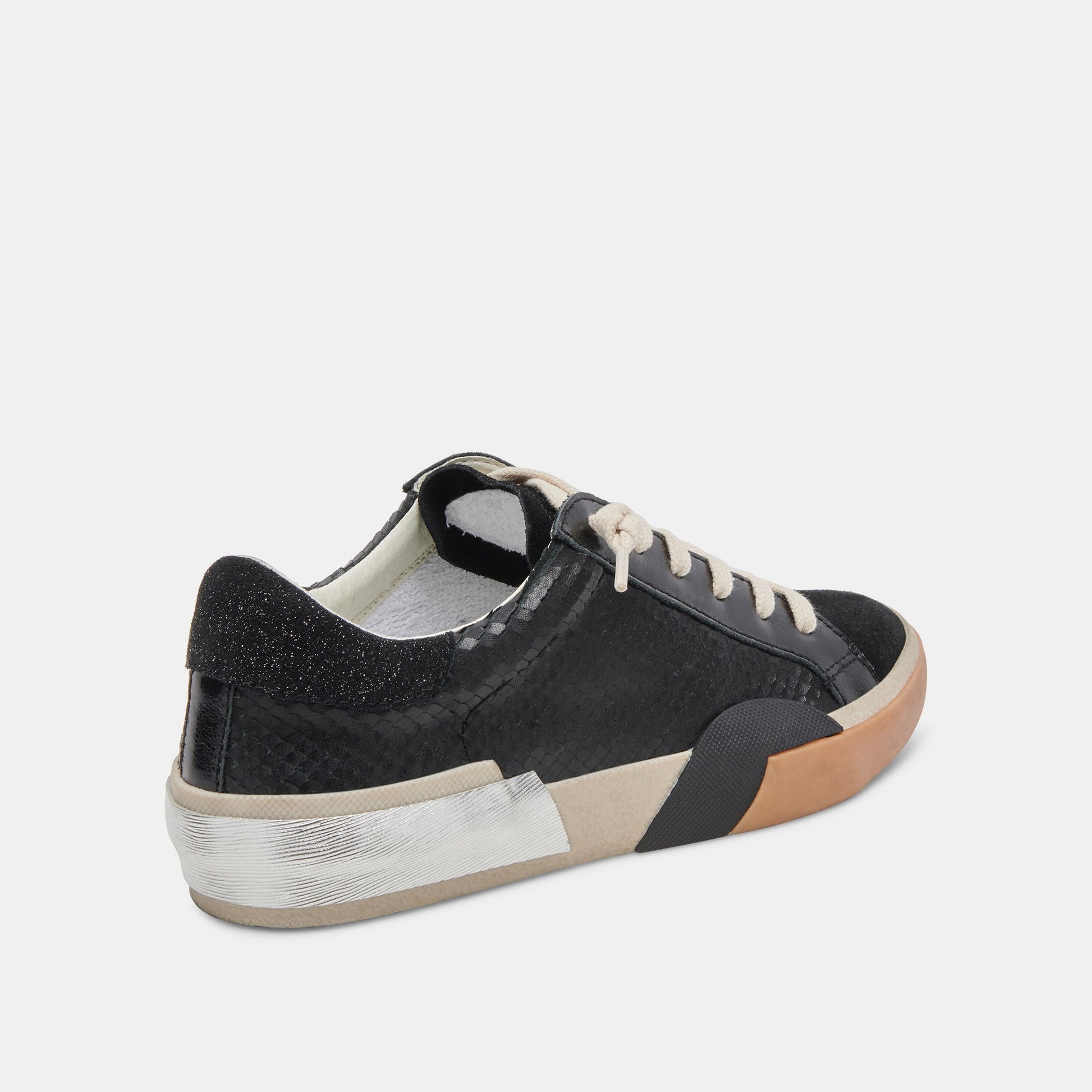 Zina Sneakers Onyx Embossed Leather | Women's Sneakers
 – Dolce Vita