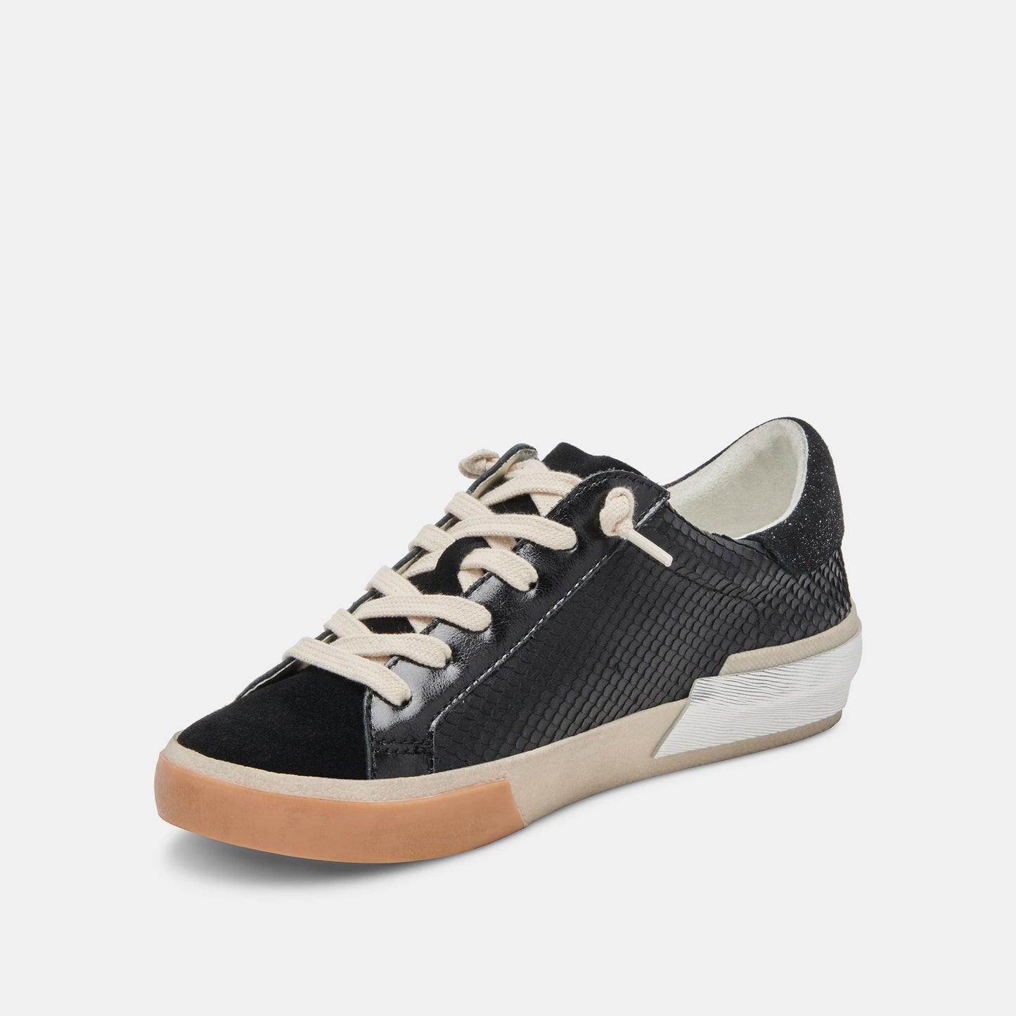 Zina Sneakers Onyx Embossed Leather | Women's Sneakers
 – Dolce Vita