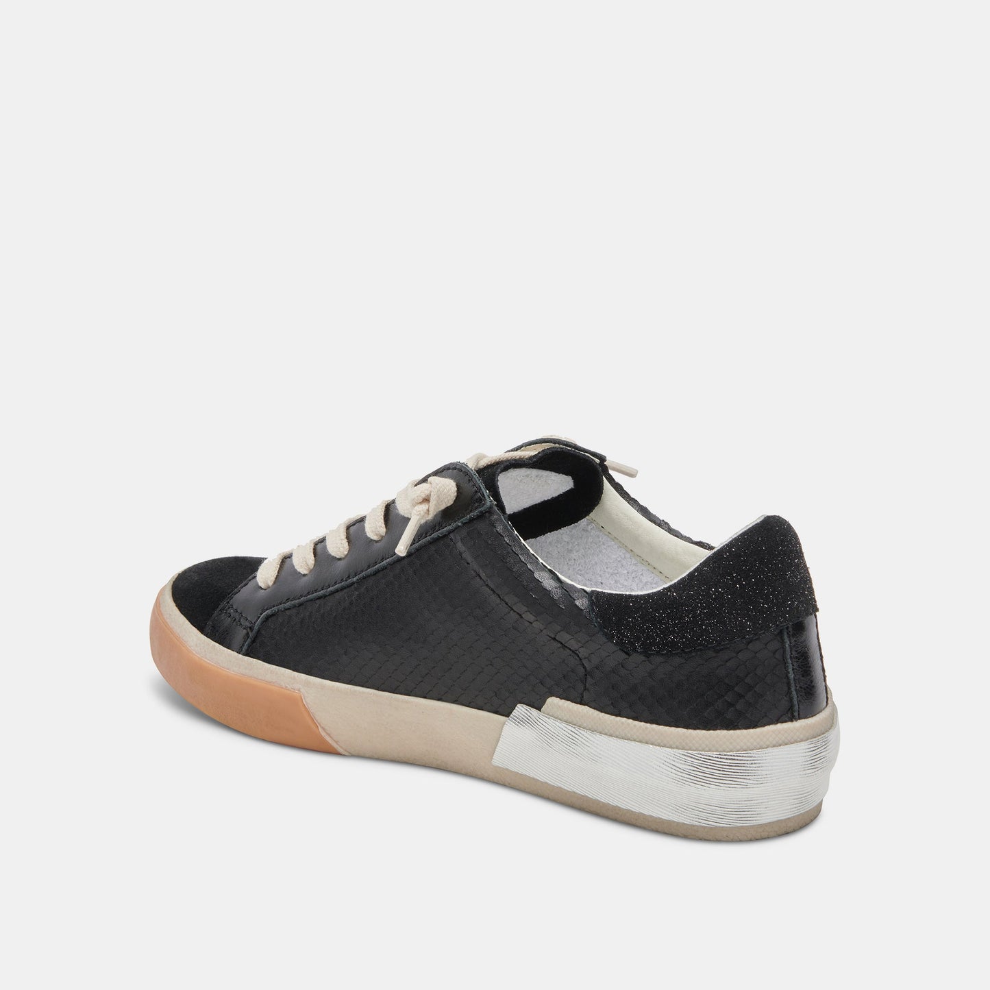 Zina Sneakers Onyx Embossed Leather | Women's Sneakers
 – Dolce Vita